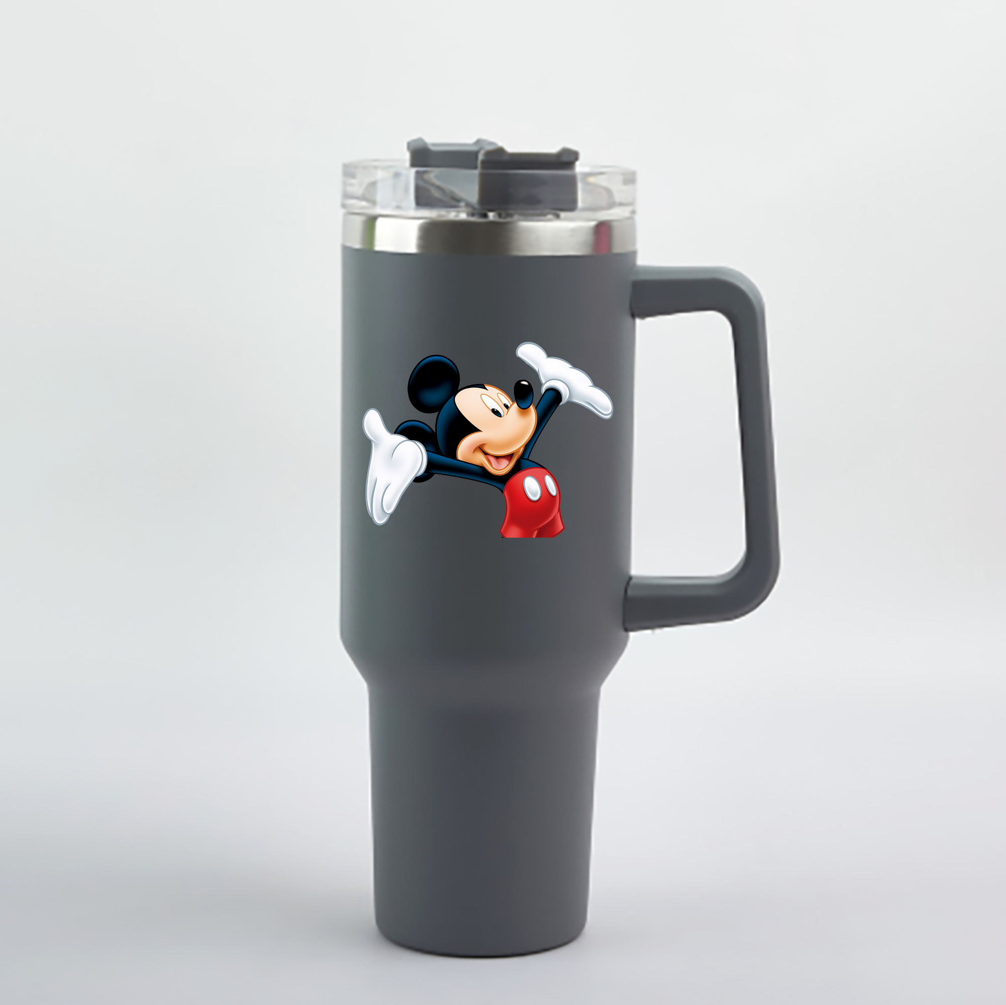 （画像用） ミッキーマウス Mickey Mouse 1200mL車用タンブラー - クリスタルステッカー（プラスチックストロー付き）