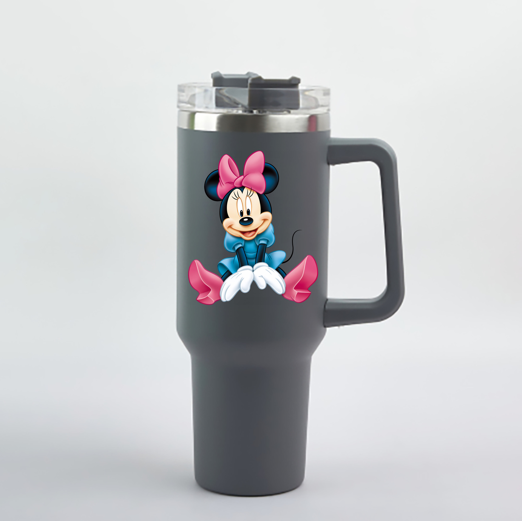 （画像用） ミッキーマウス Mickey Mouse 1200mL車用タンブラー - クリスタルステッカー（プラスチックストロー付き）