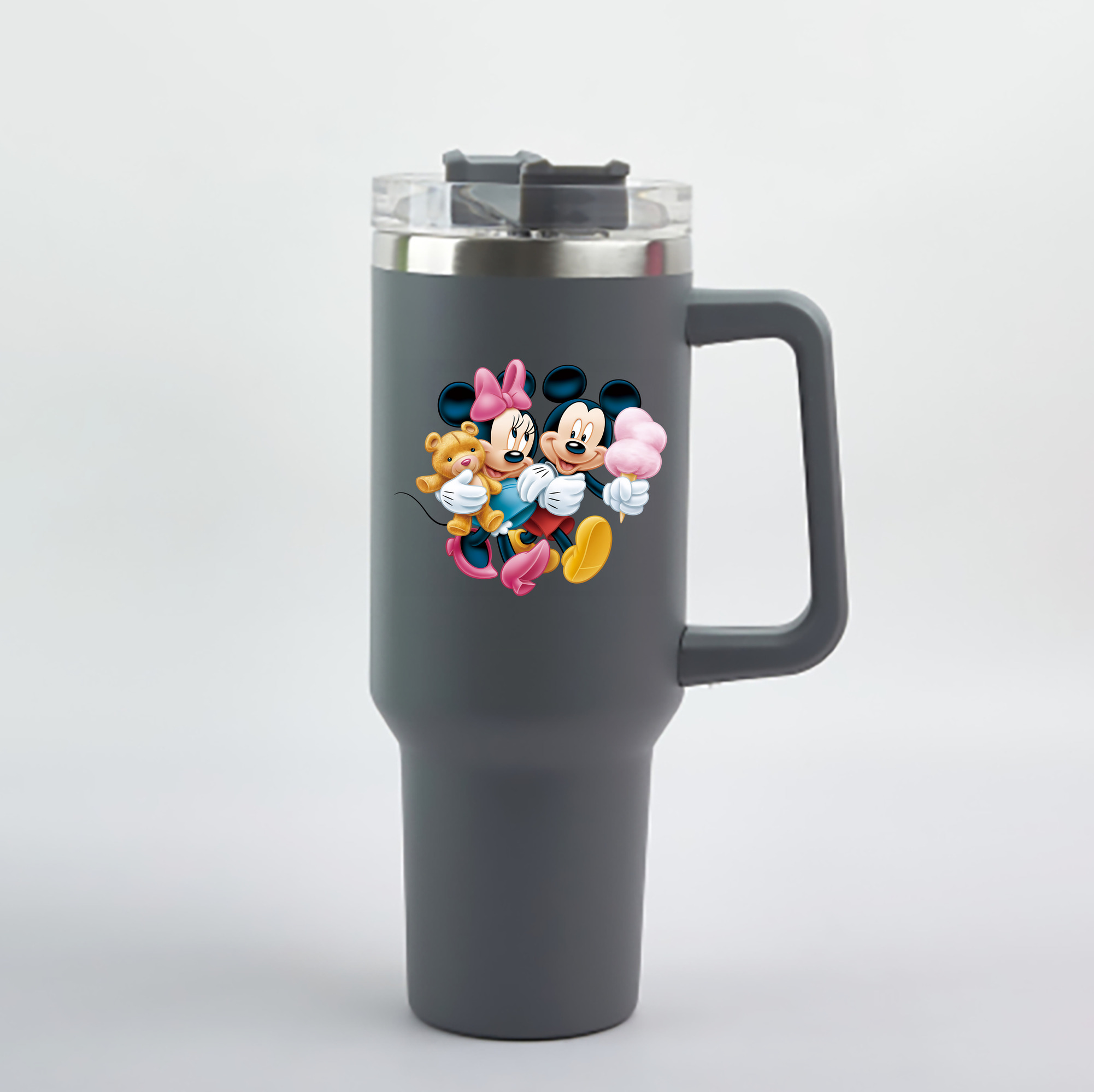 （画像用） ミッキーマウス Mickey Mouse 1200mL車用タンブラー - クリスタルステッカー（プラスチックストロー付き）