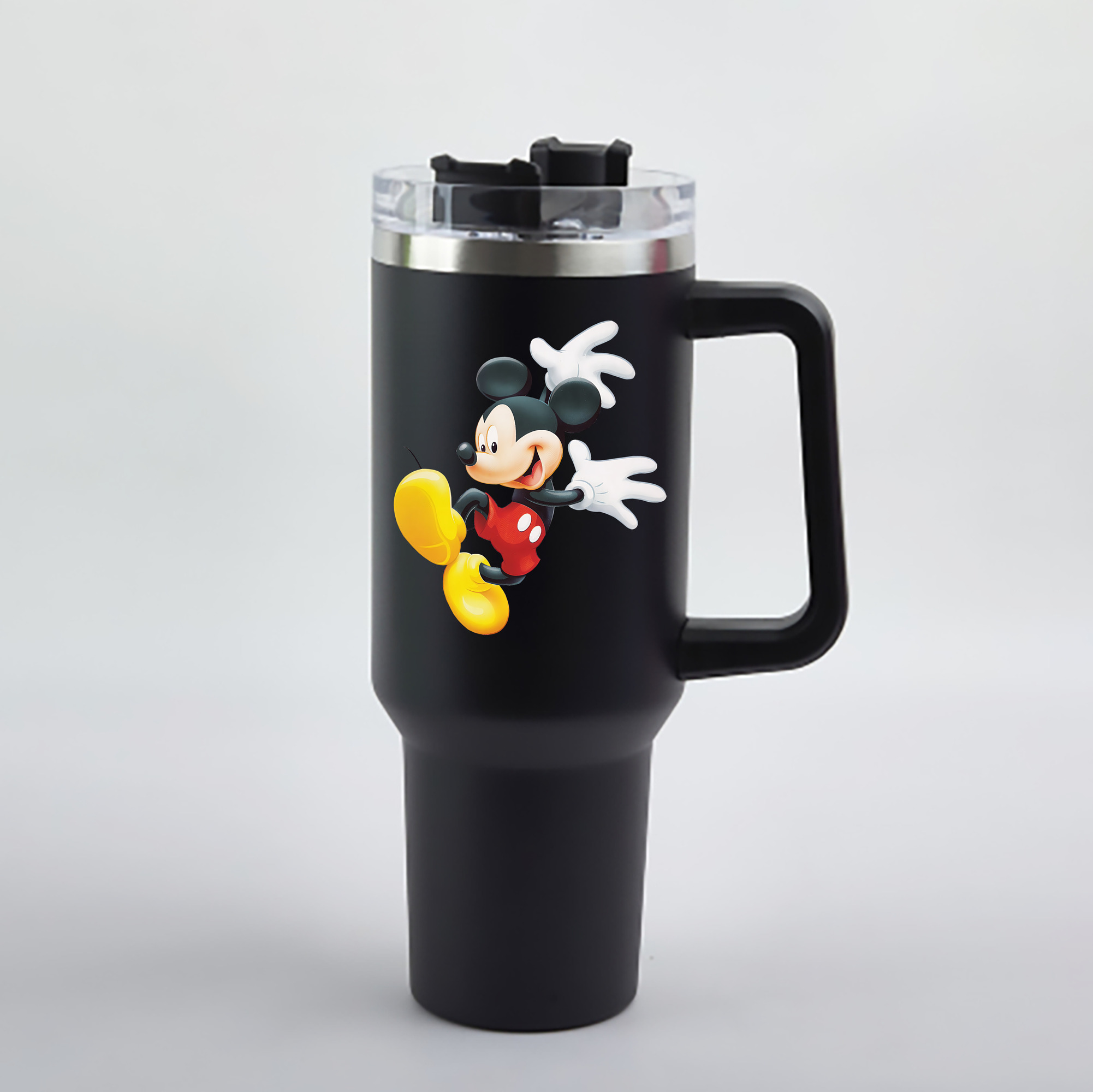 （画像用） ミッキーマウス Mickey Mouse 1200mL車用タンブラー - クリスタルステッカー（プラスチックストロー付き）