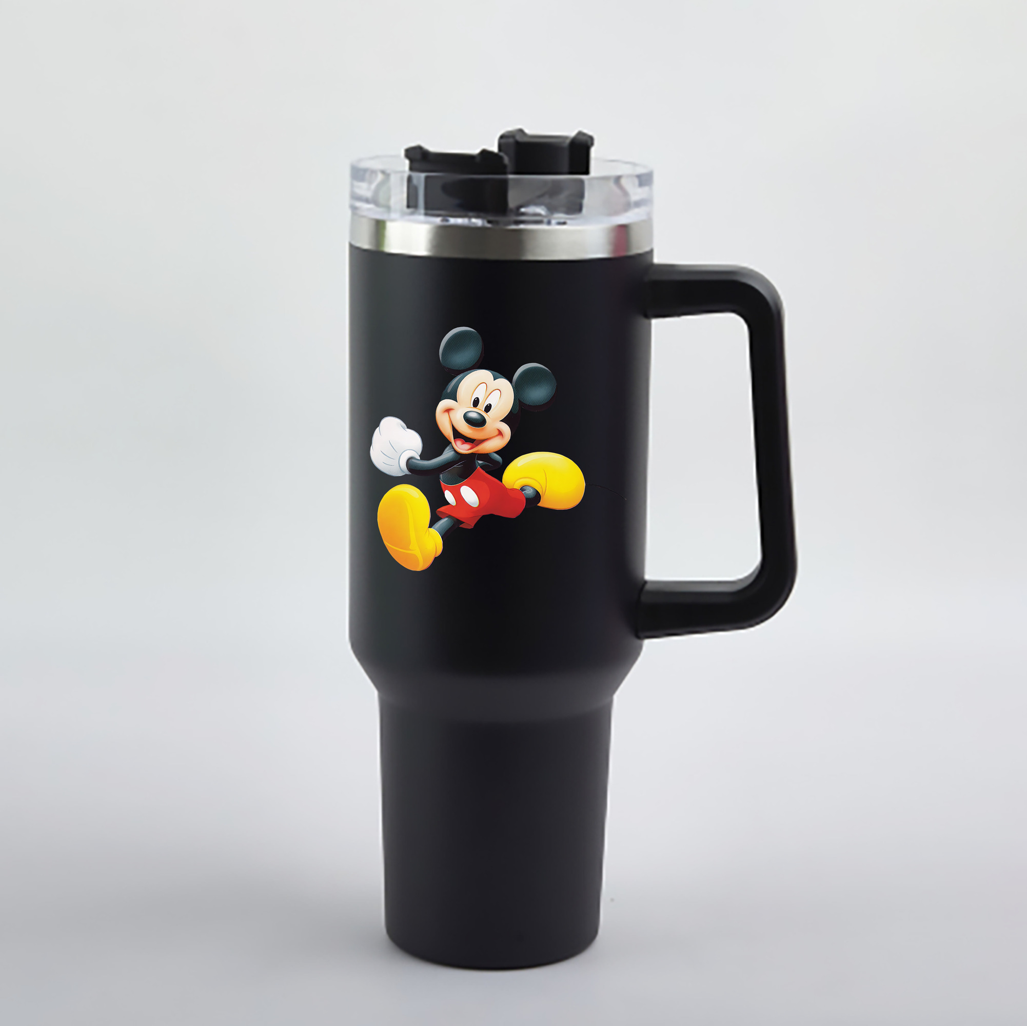 （画像用） ミッキーマウス Mickey Mouse 1200mL車用タンブラー - クリスタルステッカー（プラスチックストロー付き）