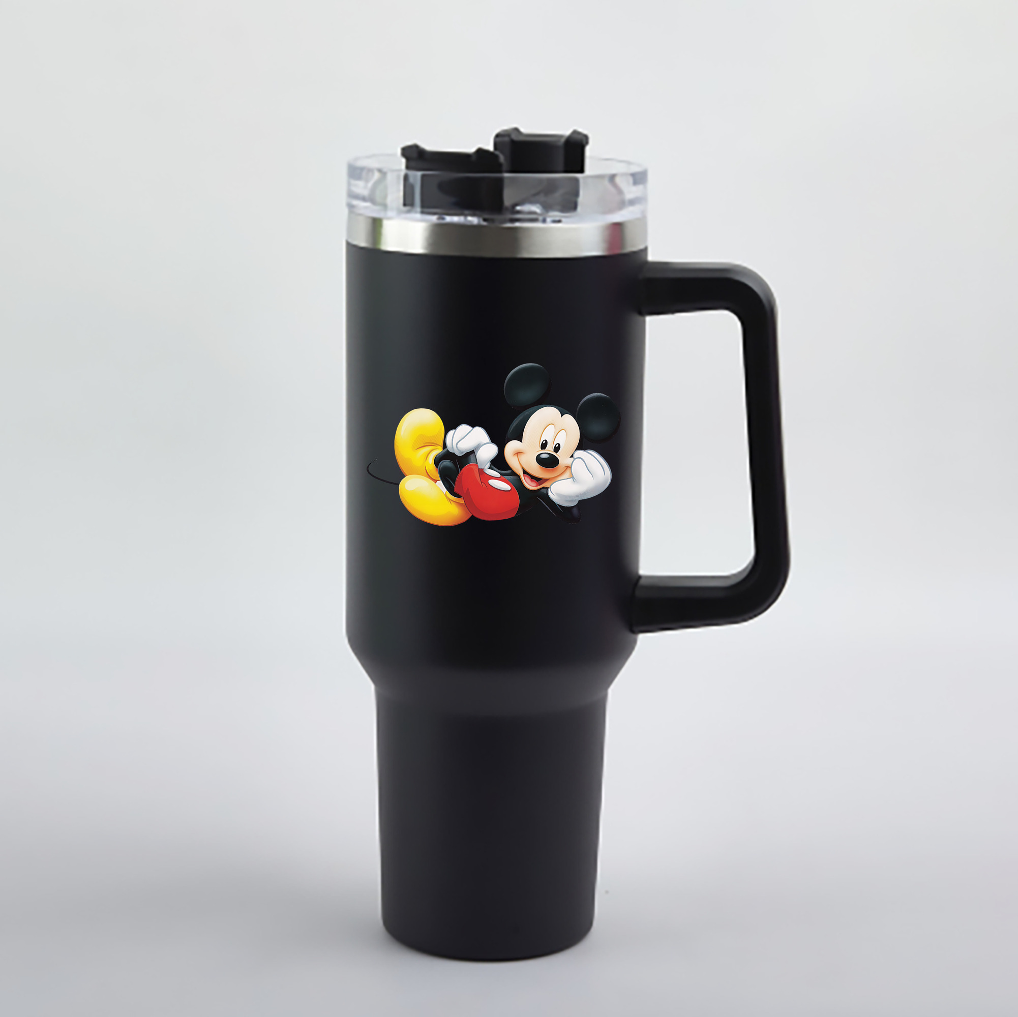（画像用） ミッキーマウス Mickey Mouse 1200mL車用タンブラー - クリスタルステッカー（プラスチックストロー付き）