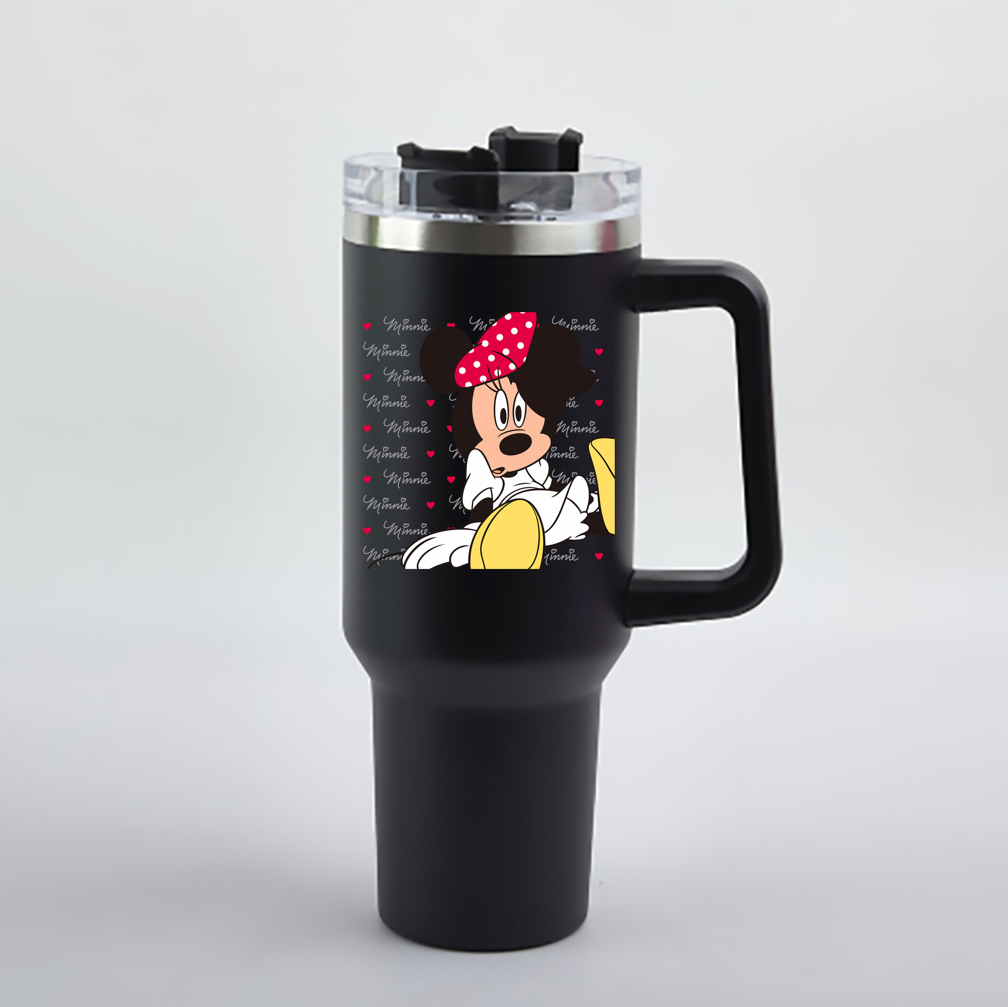 （画像用） ミッキーマウス Mickey Mouse 1200mL車用タンブラー - クリスタルステッカー（プラスチックストロー付き）