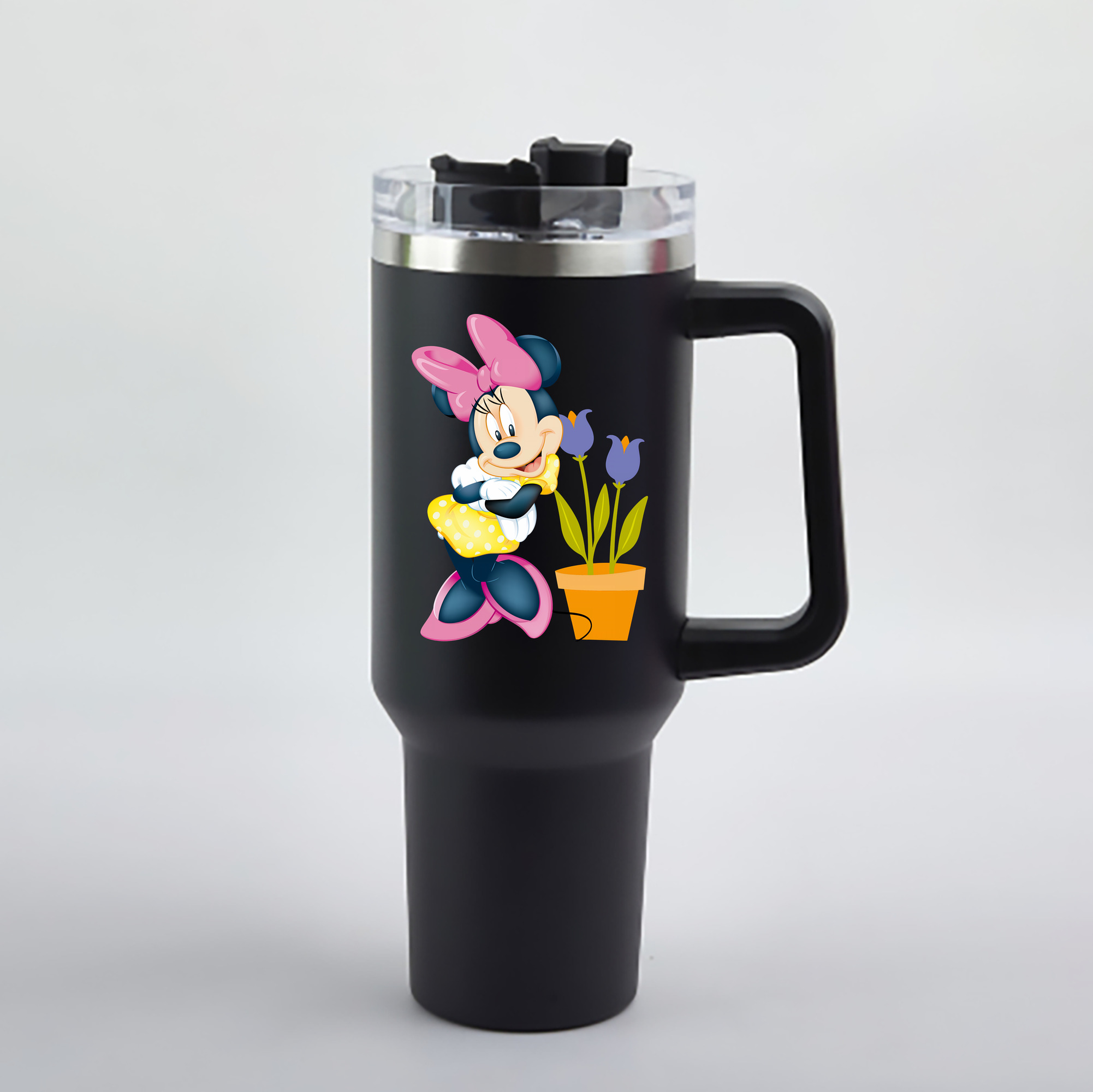 （画像用） ミッキーマウス Mickey Mouse 1200mL車用タンブラー - クリスタルステッカー（プラスチックストロー付き）