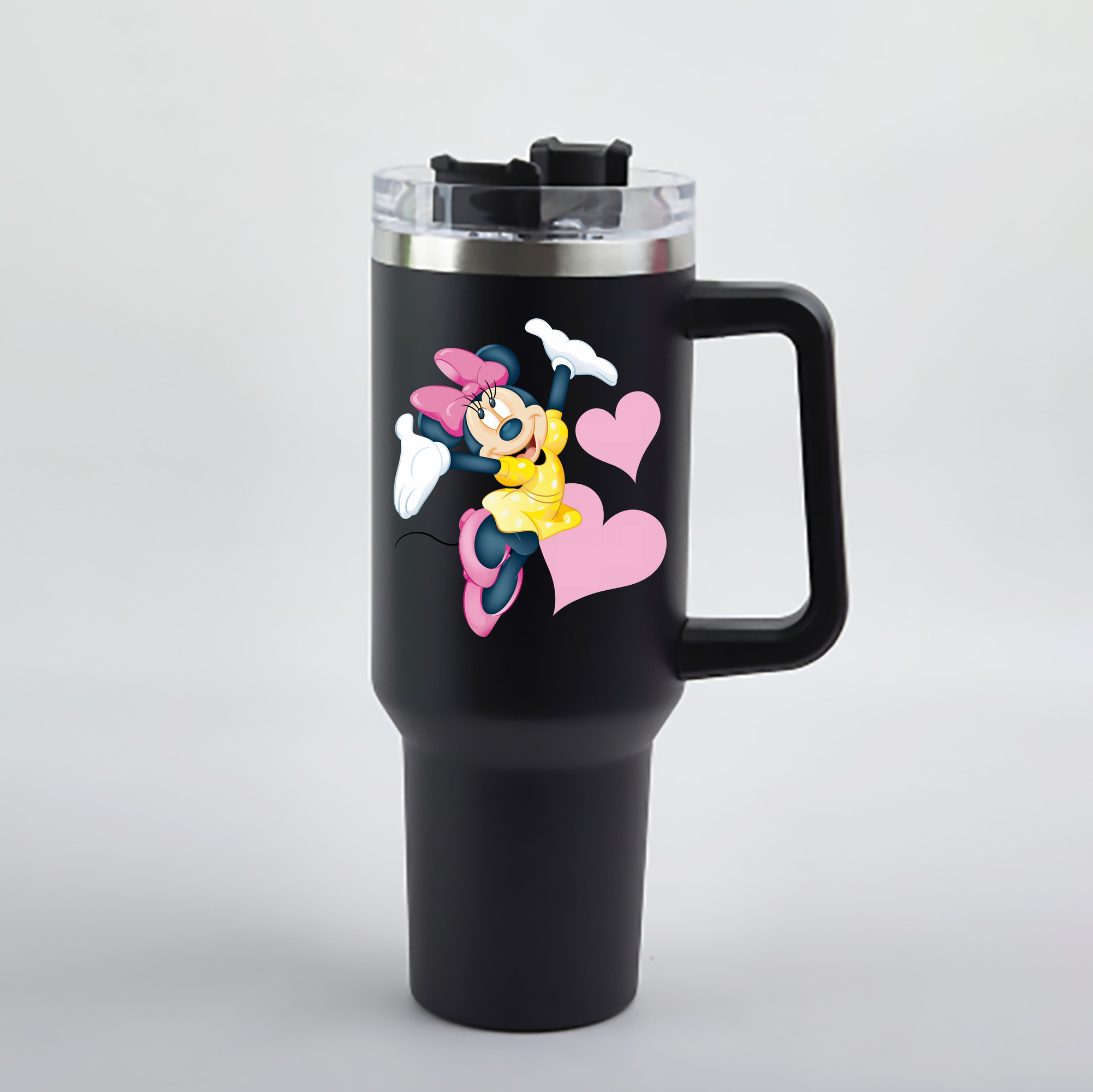 （画像用） ミッキーマウス Mickey Mouse 1200mL車用タンブラー - クリスタルステッカー（プラスチックストロー付き）