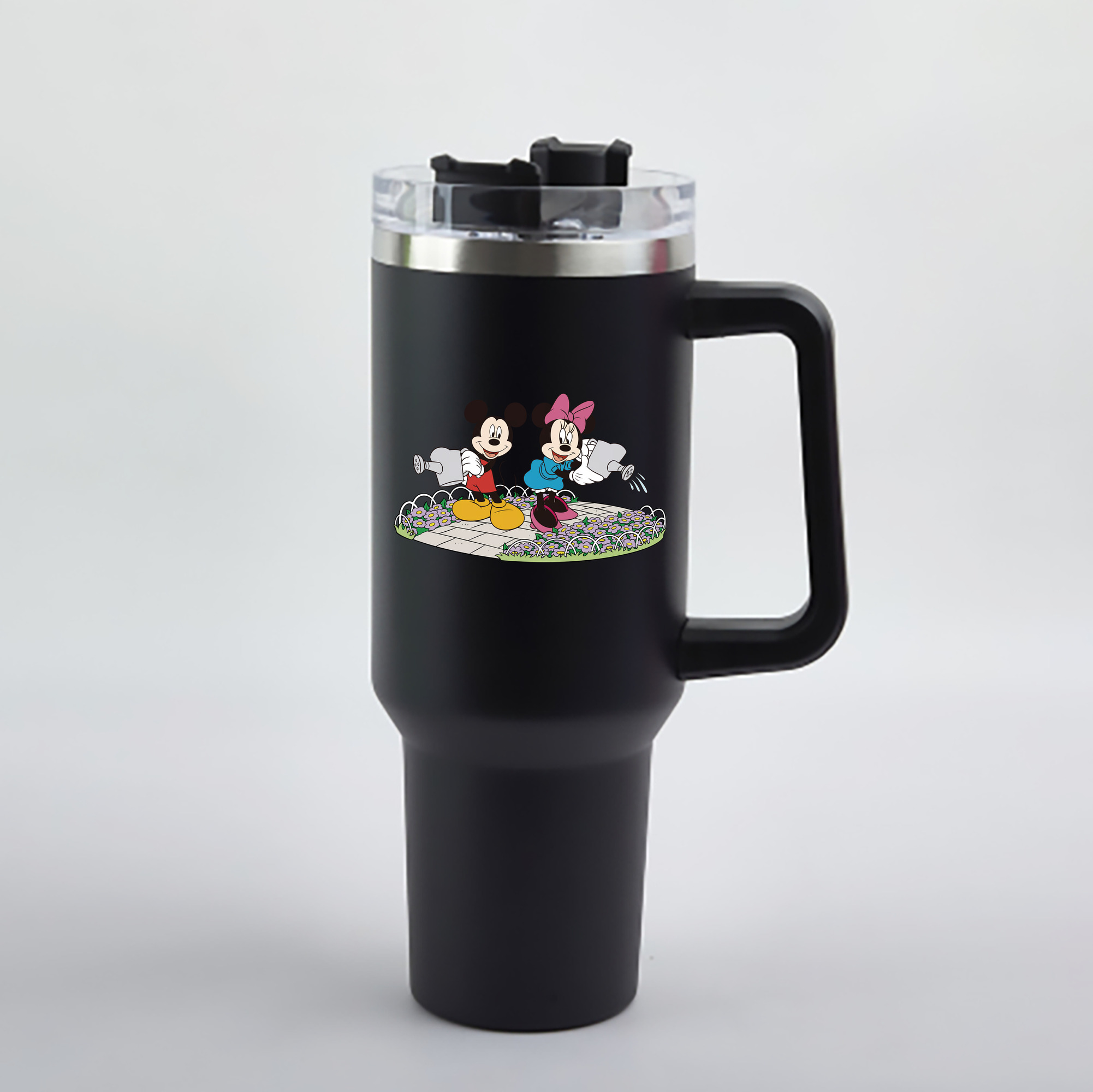 （画像用） ミッキーマウス Mickey Mouse 1200mL車用タンブラー - クリスタルステッカー（プラスチックストロー付き）