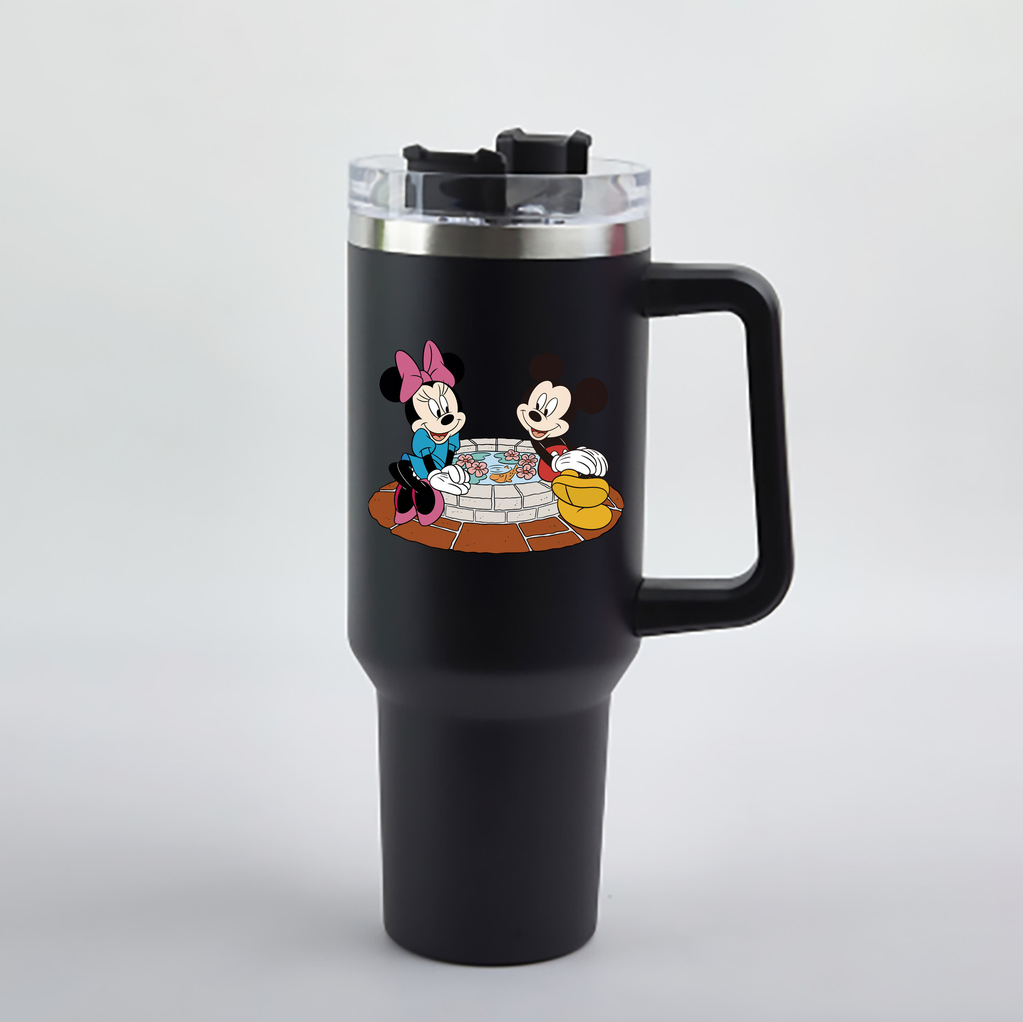 （画像用） ミッキーマウス Mickey Mouse 1200mL車用タンブラー - クリスタルステッカー（プラスチックストロー付き）