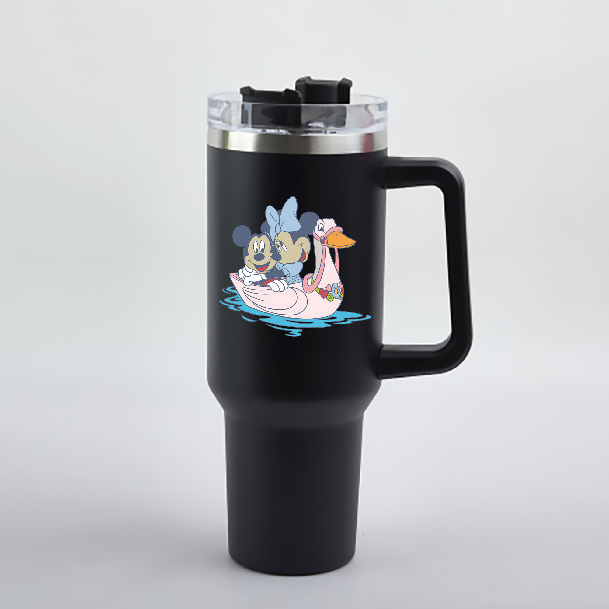 （画像用） ミッキーマウス Mickey Mouse 1200mL車用タンブラー - クリスタルステッカー（プラスチックストロー付き）