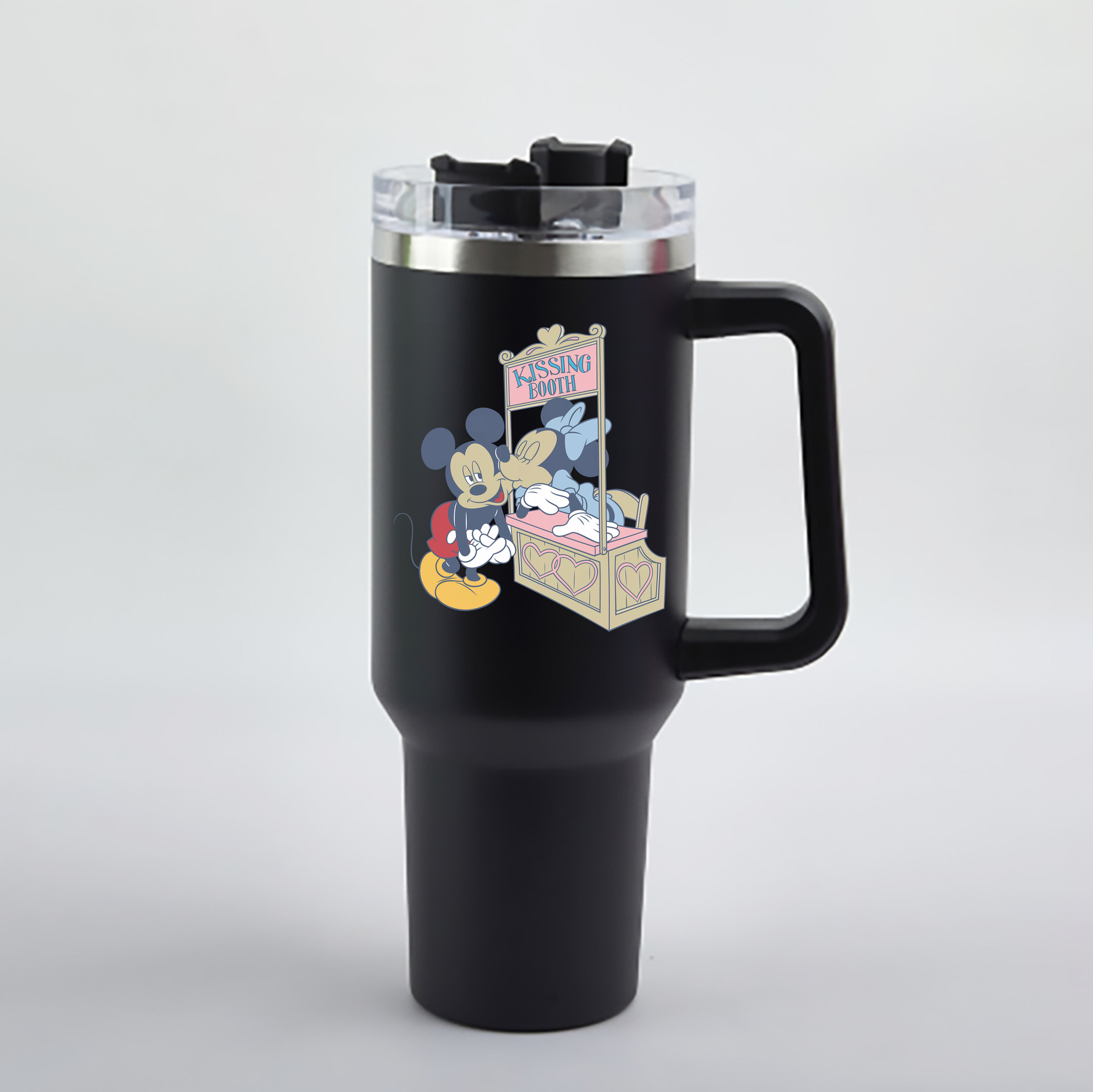（画像用） ミッキーマウス Mickey Mouse 1200mL車用タンブラー - クリスタルステッカー（プラスチックストロー付き）