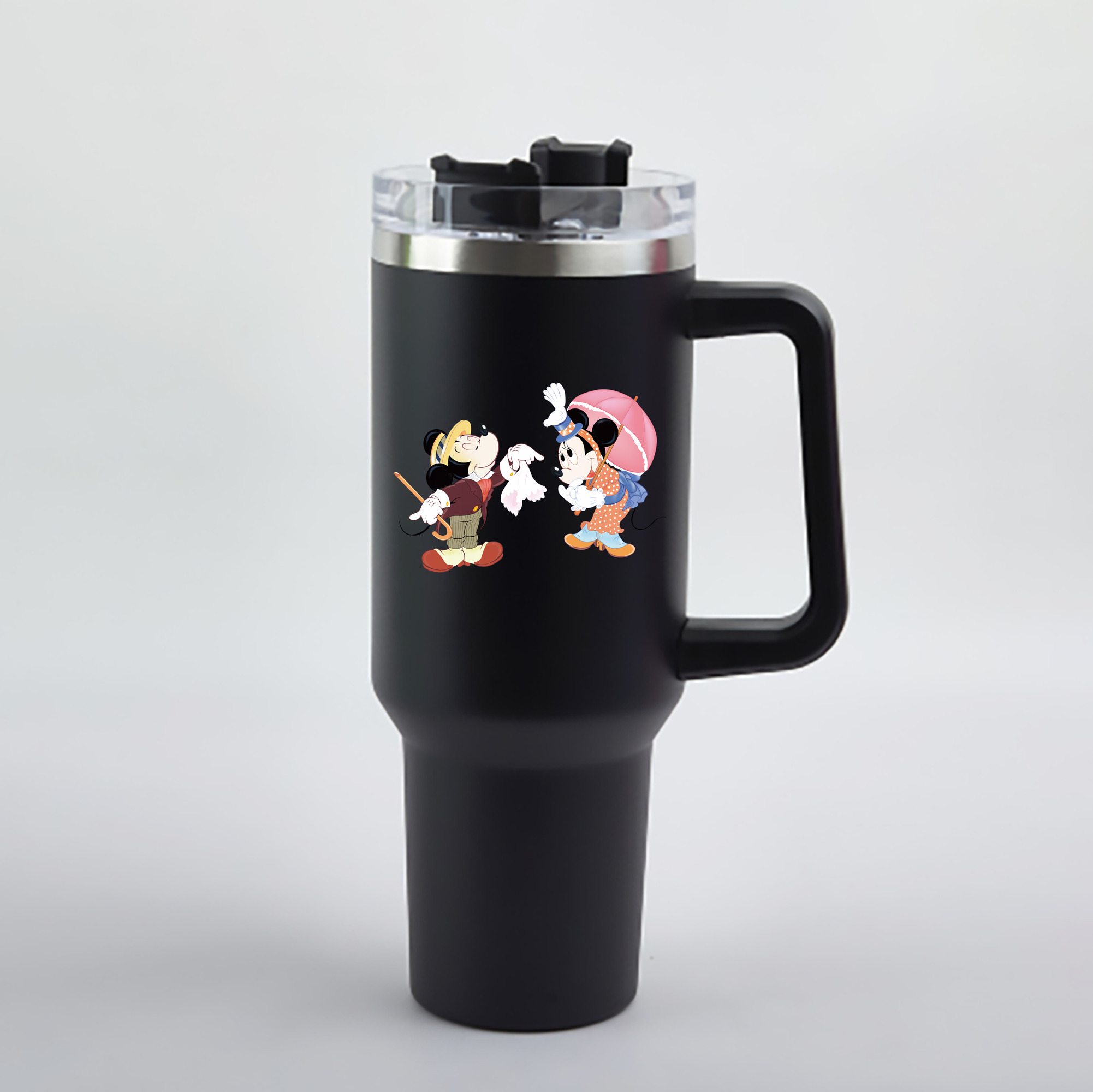 （画像用） ミッキーマウス Mickey Mouse 1200mL車用タンブラー - クリスタルステッカー（プラスチックストロー付き）