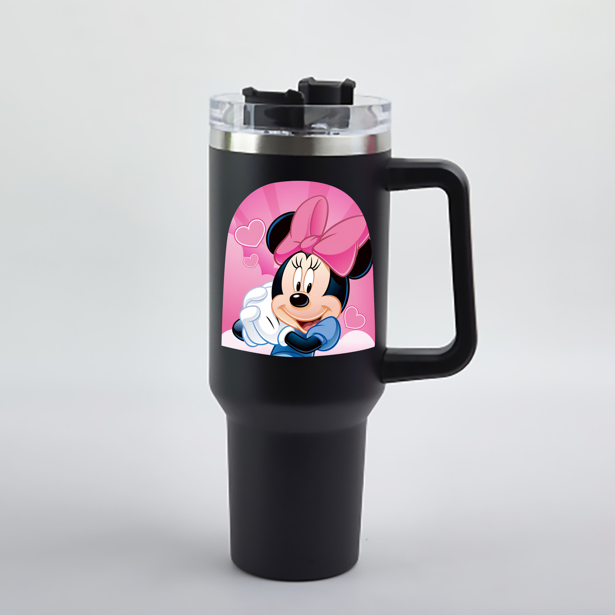 （画像用） ミッキーマウス Mickey Mouse 1200mL車用タンブラー - クリスタルステッカー（プラスチックストロー付き）