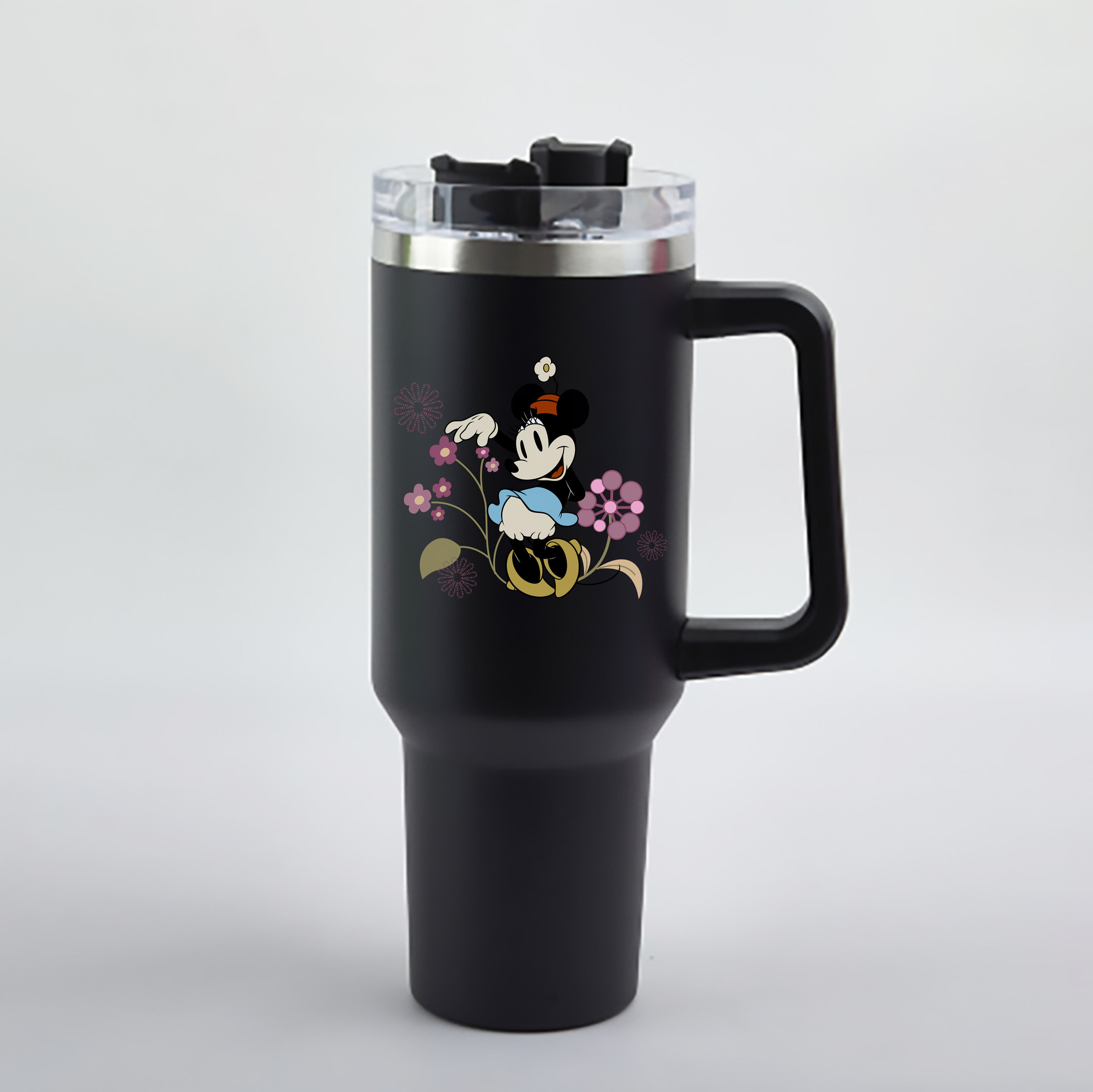 ミッキーマウス Mickey Mouse 1200mL車用タンブラー - クリスタルステッカー（プラスチックストロー付き）