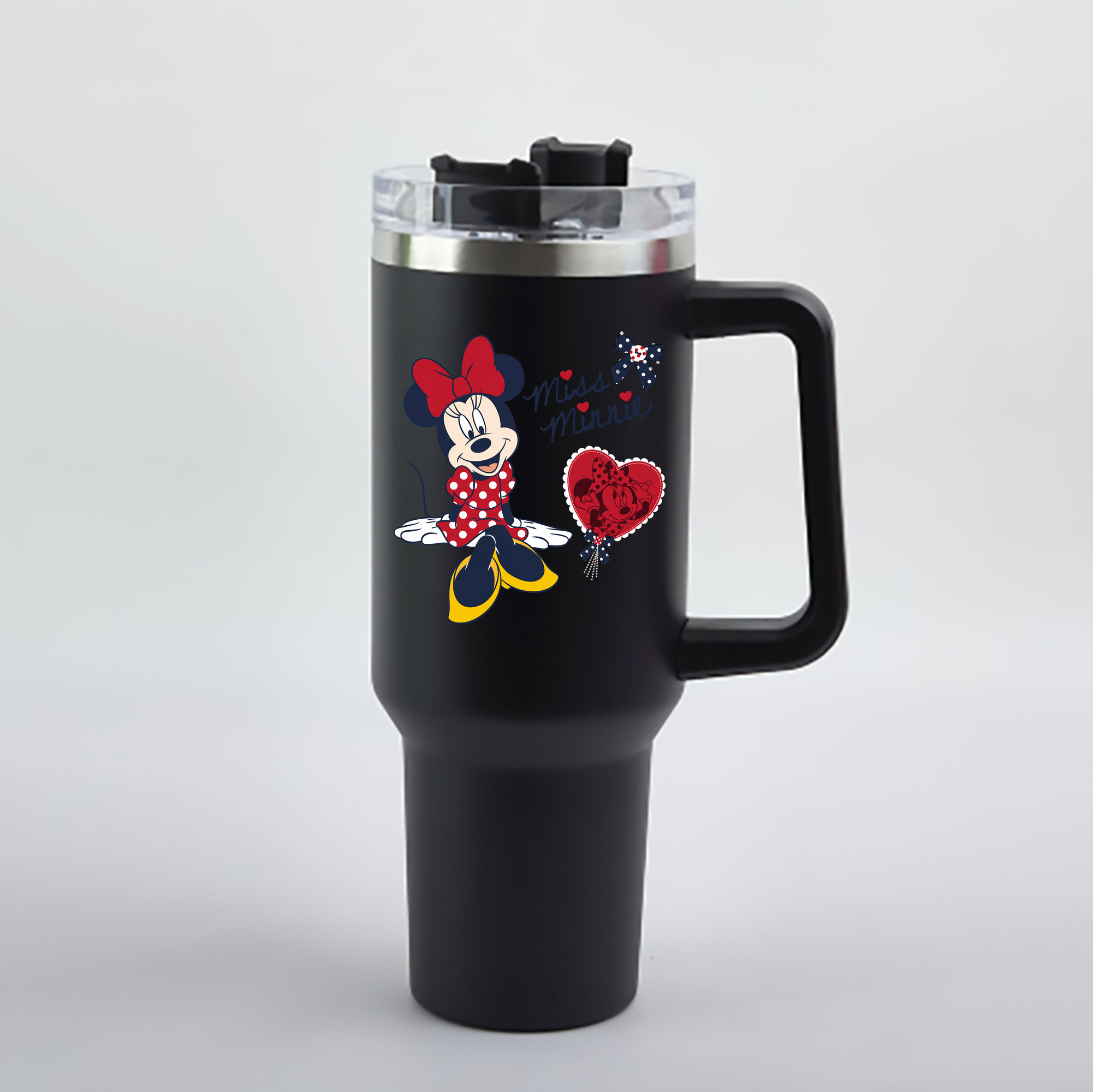 （画像用） ミッキーマウス Mickey Mouse 1200mL車用タンブラー - クリスタルステッカー（プラスチックストロー付き）