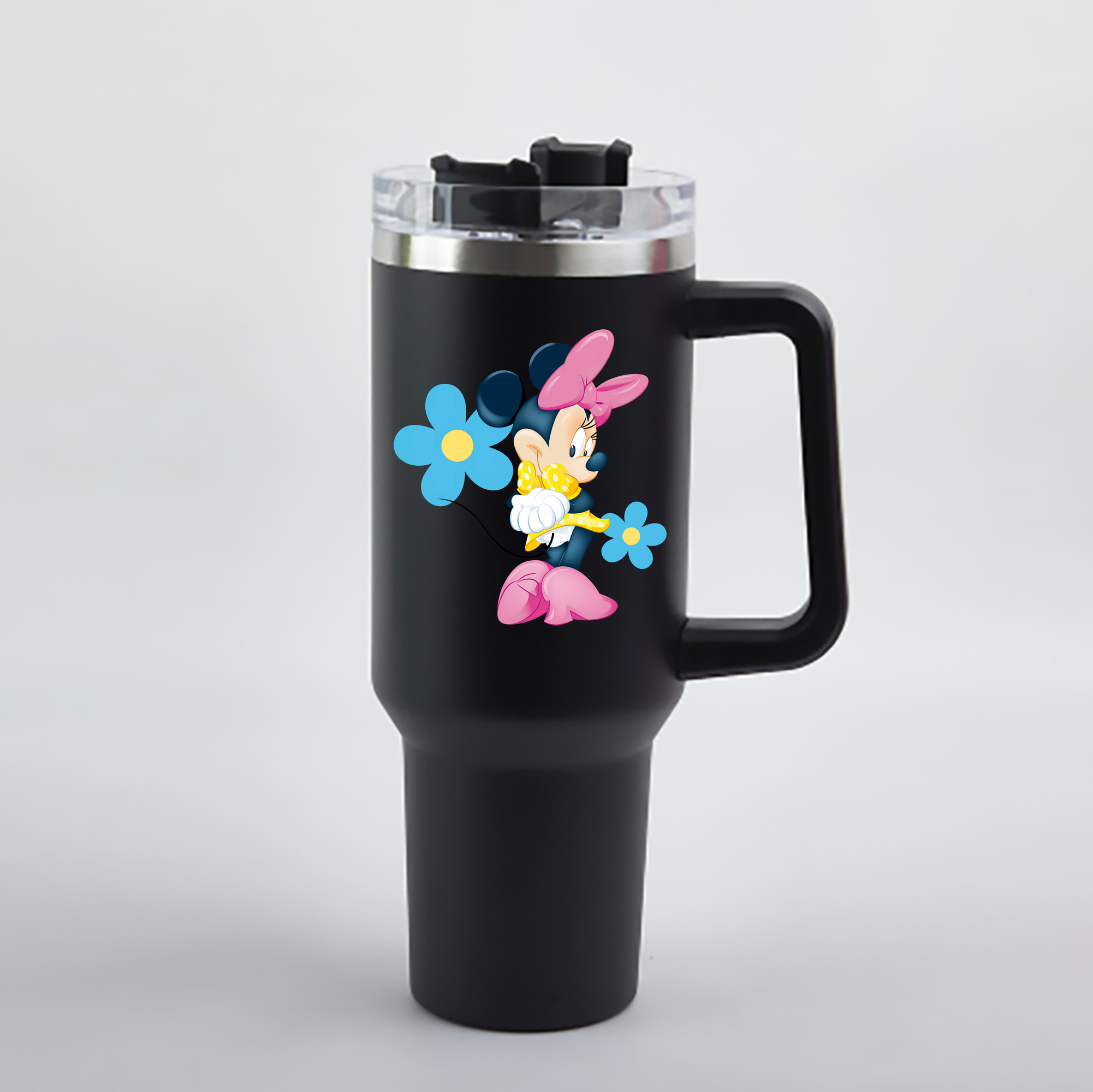 （画像用） ミッキーマウス Mickey Mouse 1200mL車用タンブラー - クリスタルステッカー（プラスチックストロー付き）
