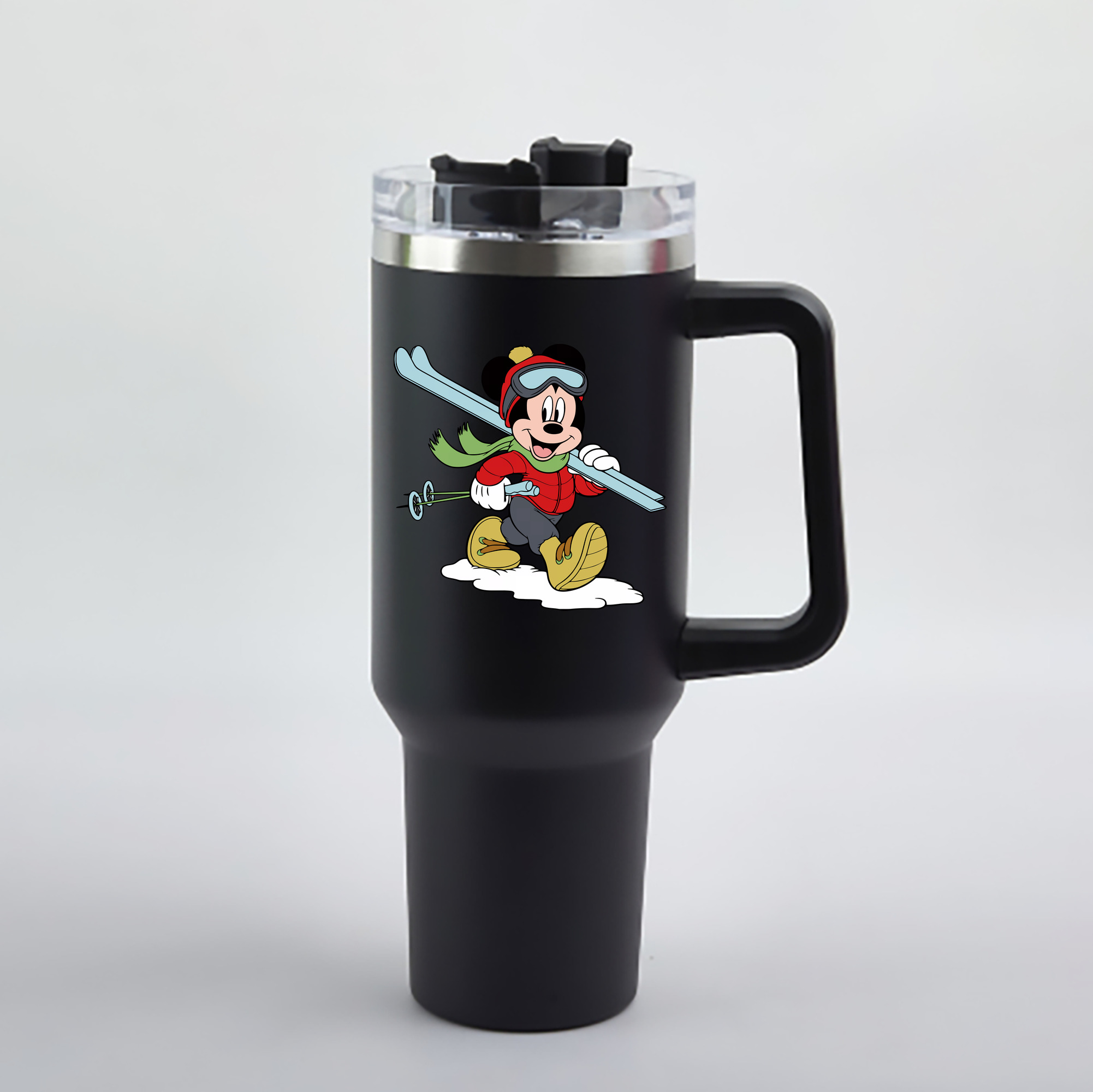 （画像用） ミッキーマウス Mickey Mouse 1200mL車用タンブラー - クリスタルステッカー（プラスチックストロー付き）