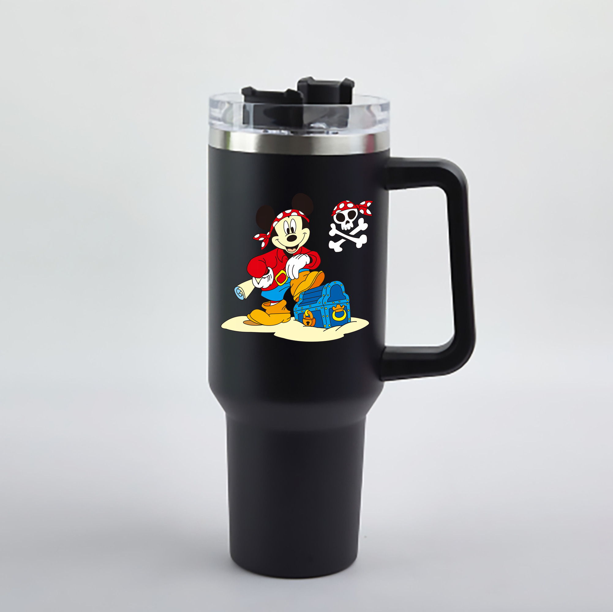 （画像用） ミッキーマウス Mickey Mouse 1200mL車用タンブラー - クリスタルステッカー（プラスチックストロー付き）