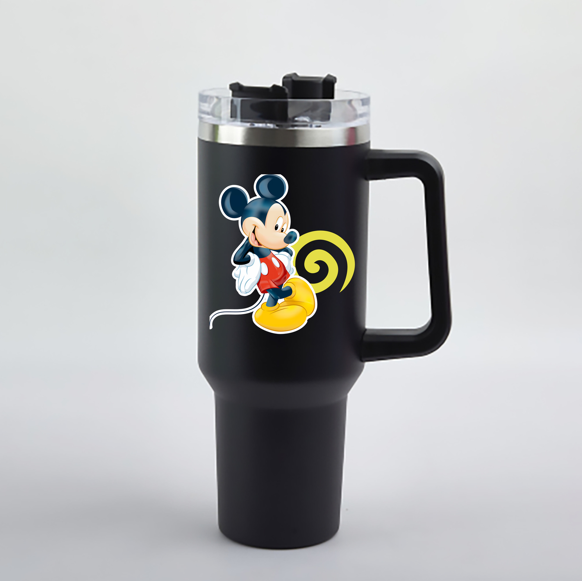 （画像用） ミッキーマウス Mickey Mouse 1200mL車用タンブラー - クリスタルステッカー（プラスチックストロー付き）