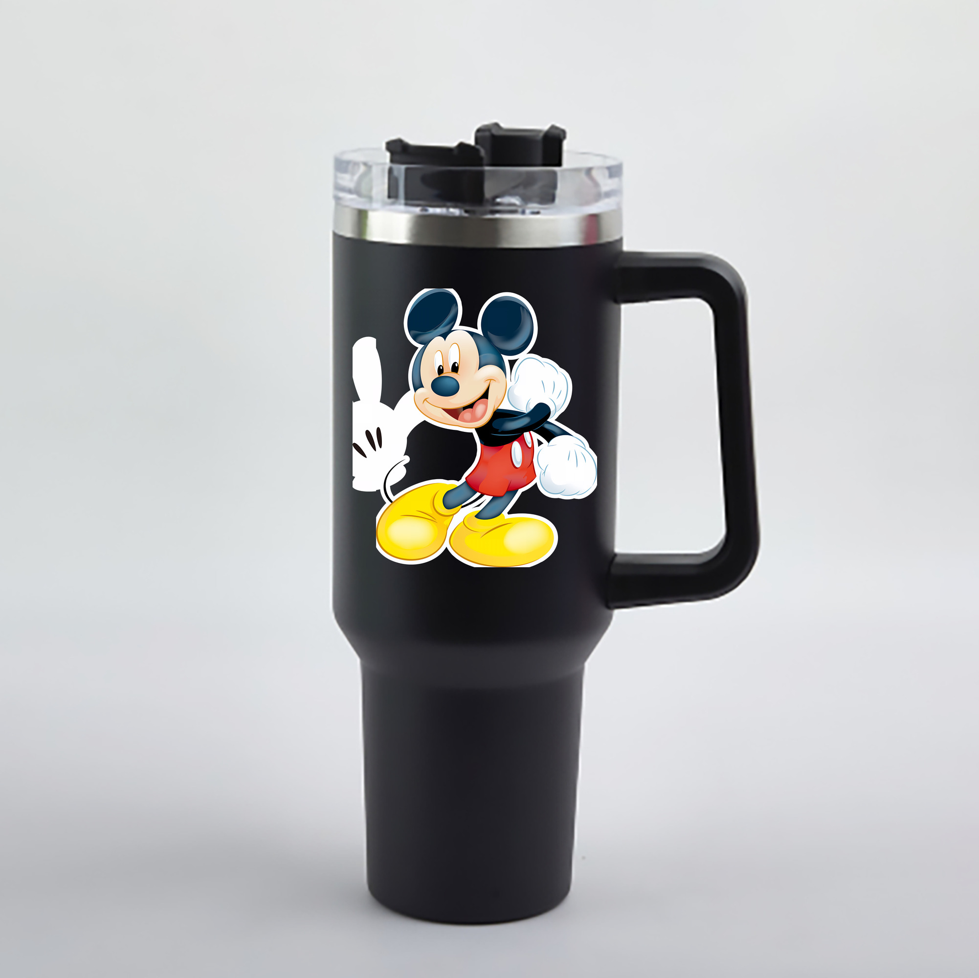 （画像用） ミッキーマウス Mickey Mouse 1200mL車用タンブラー - クリスタルステッカー（プラスチックストロー付き）