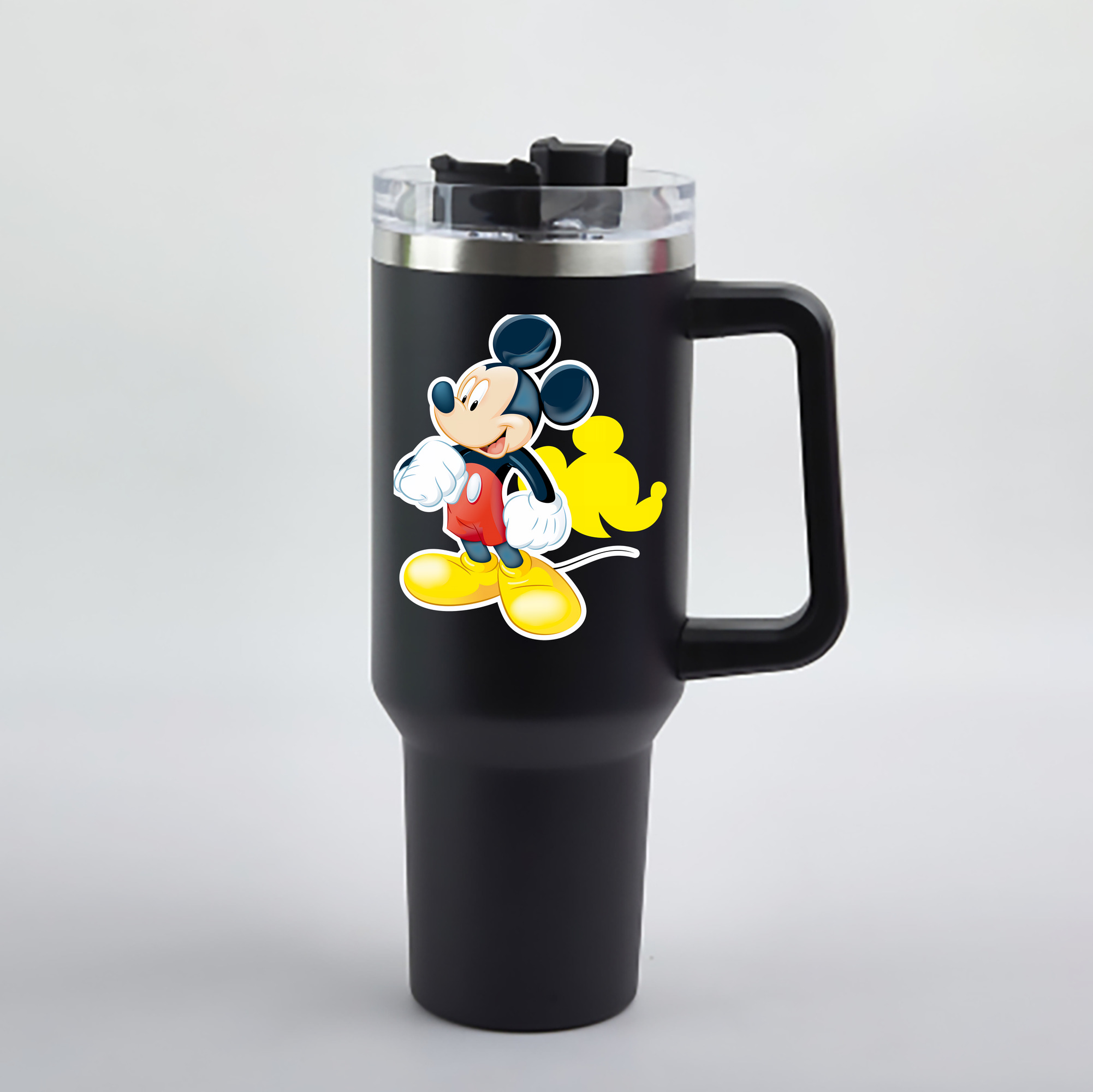 （画像用） ミッキーマウス Mickey Mouse 1200mL車用タンブラー - クリスタルステッカー（プラスチックストロー付き）