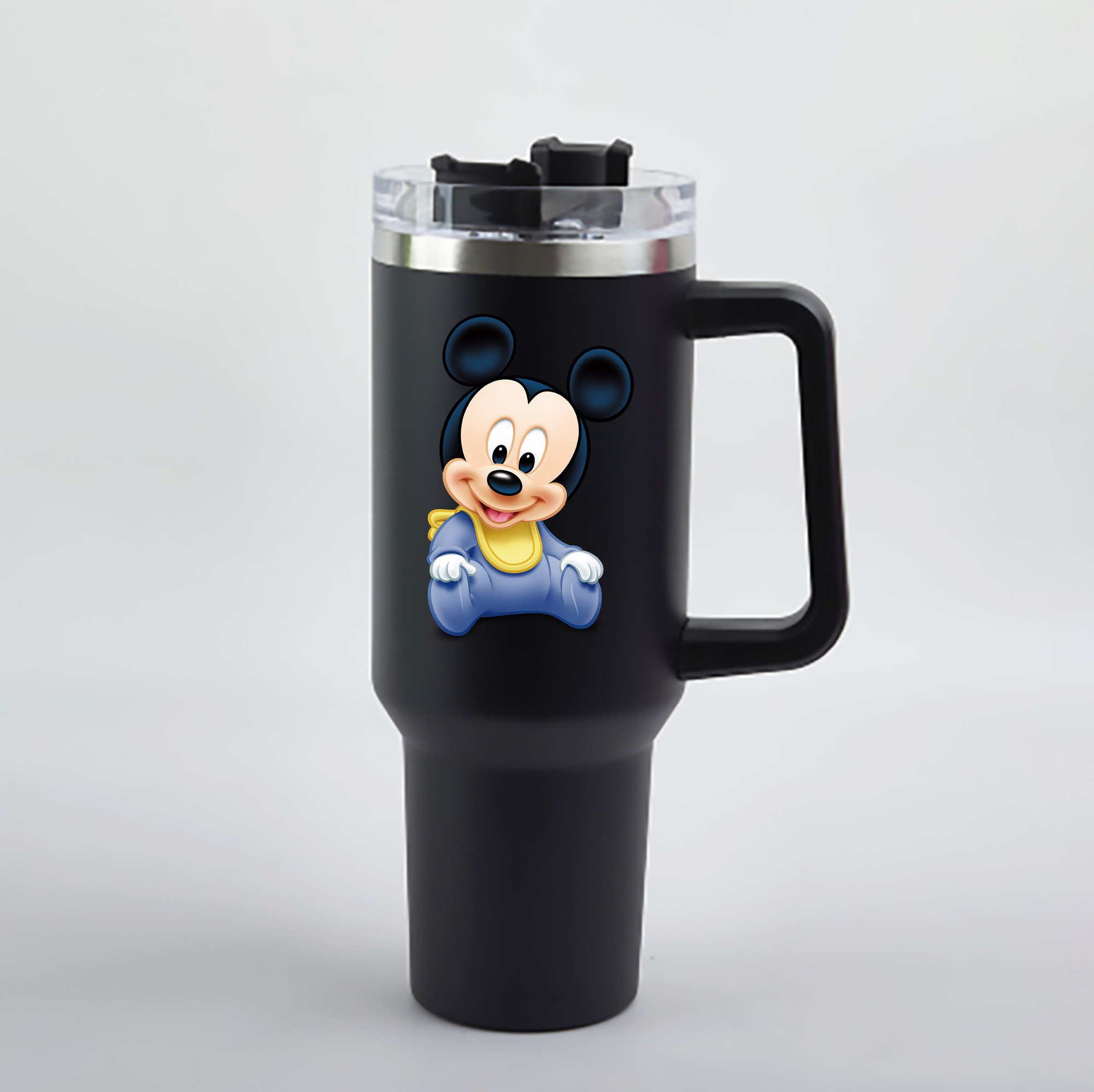 （画像用） ミッキーマウス Mickey Mouse 1200mL車用タンブラー - クリスタルステッカー（プラスチックストロー付き）