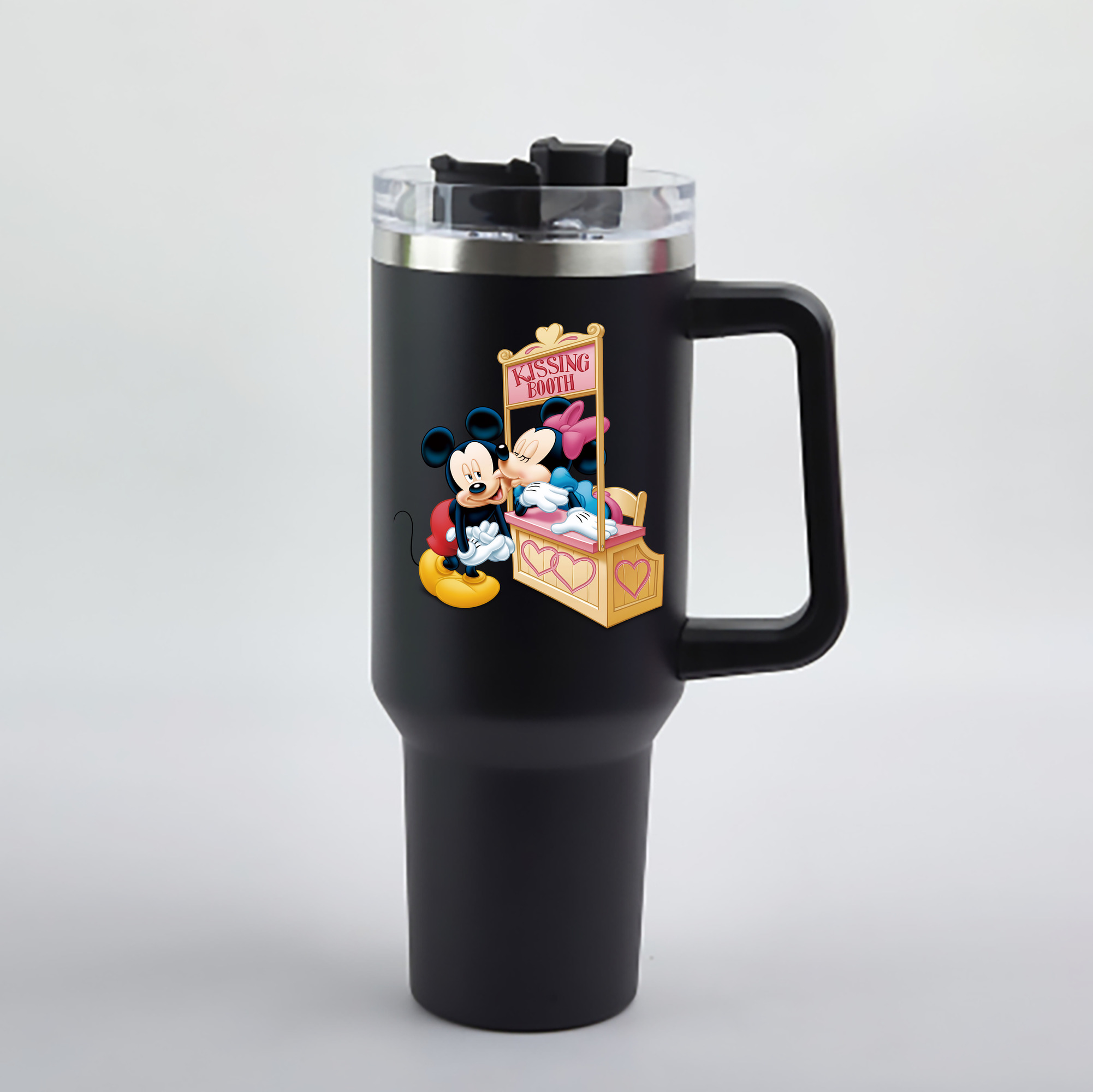 （画像用） ミッキーマウス Mickey Mouse 1200mL車用タンブラー - クリスタルステッカー（プラスチックストロー付き）