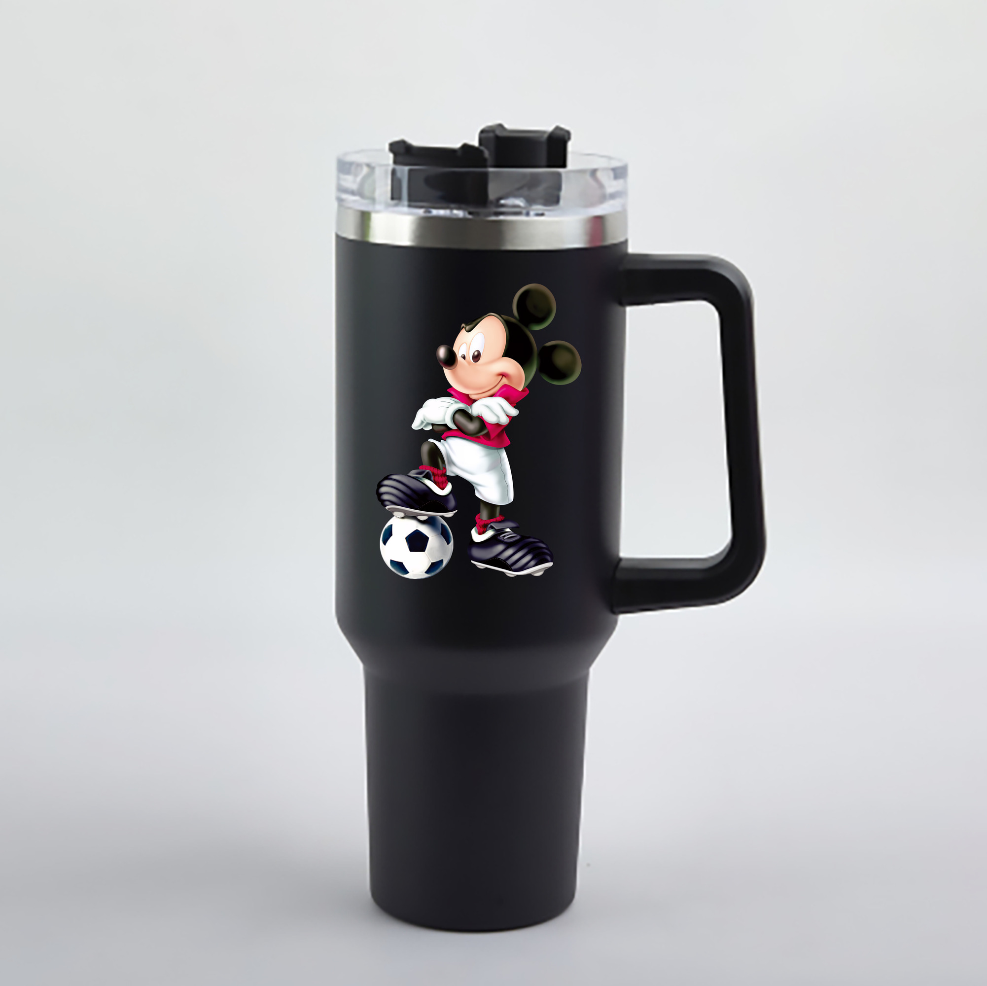 （画像用） ミッキーマウス Mickey Mouse 1200mL車用タンブラー - クリスタルステッカー（プラスチックストロー付き）