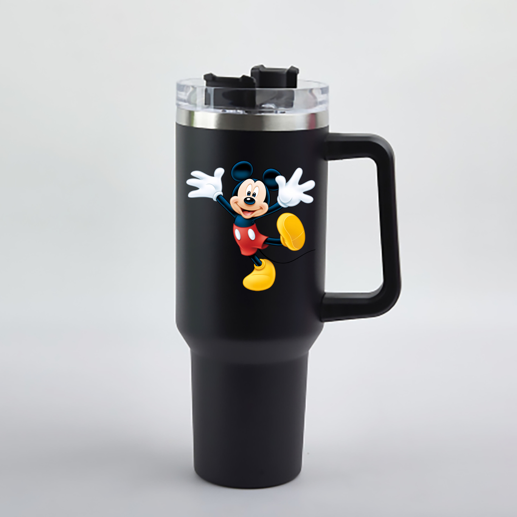 （画像用） ミッキーマウス Mickey Mouse 1200mL車用タンブラー - クリスタルステッカー（プラスチックストロー付き）