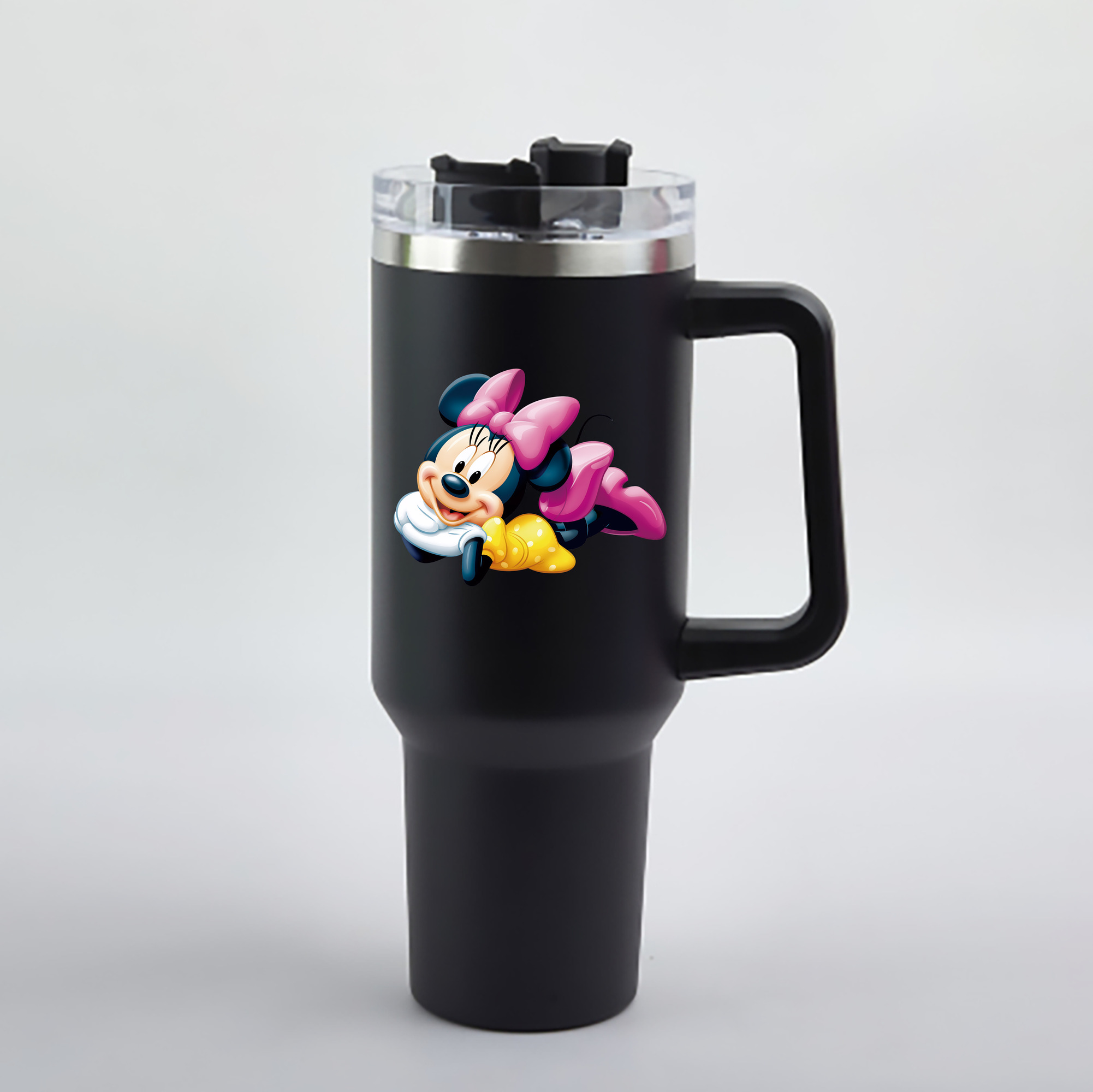 （画像用） ミッキーマウス Mickey Mouse 1200mL車用タンブラー - クリスタルステッカー（プラスチックストロー付き）