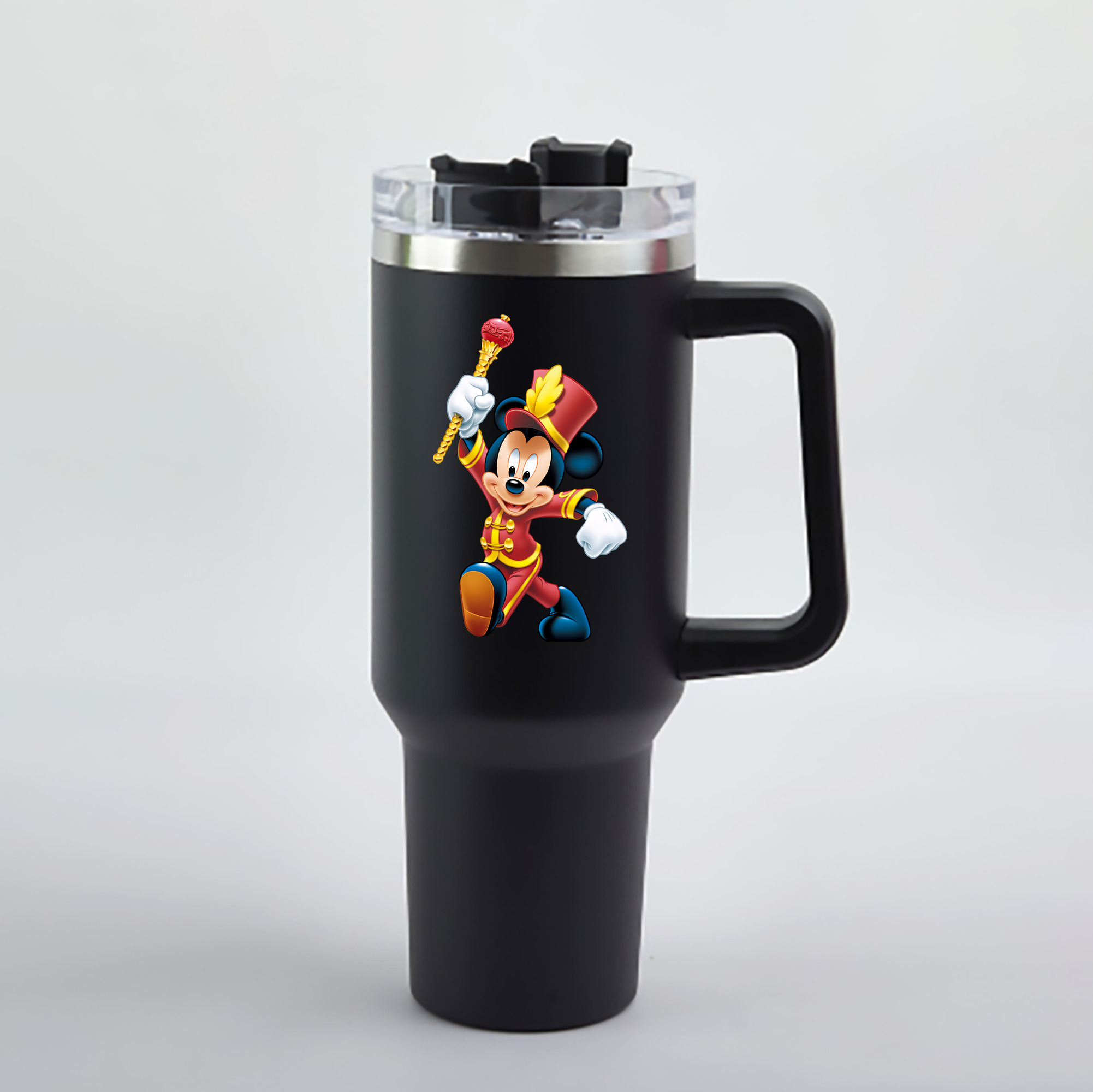 （画像用） ミッキーマウス Mickey Mouse 1200mL車用タンブラー - クリスタルステッカー（プラスチックストロー付き）