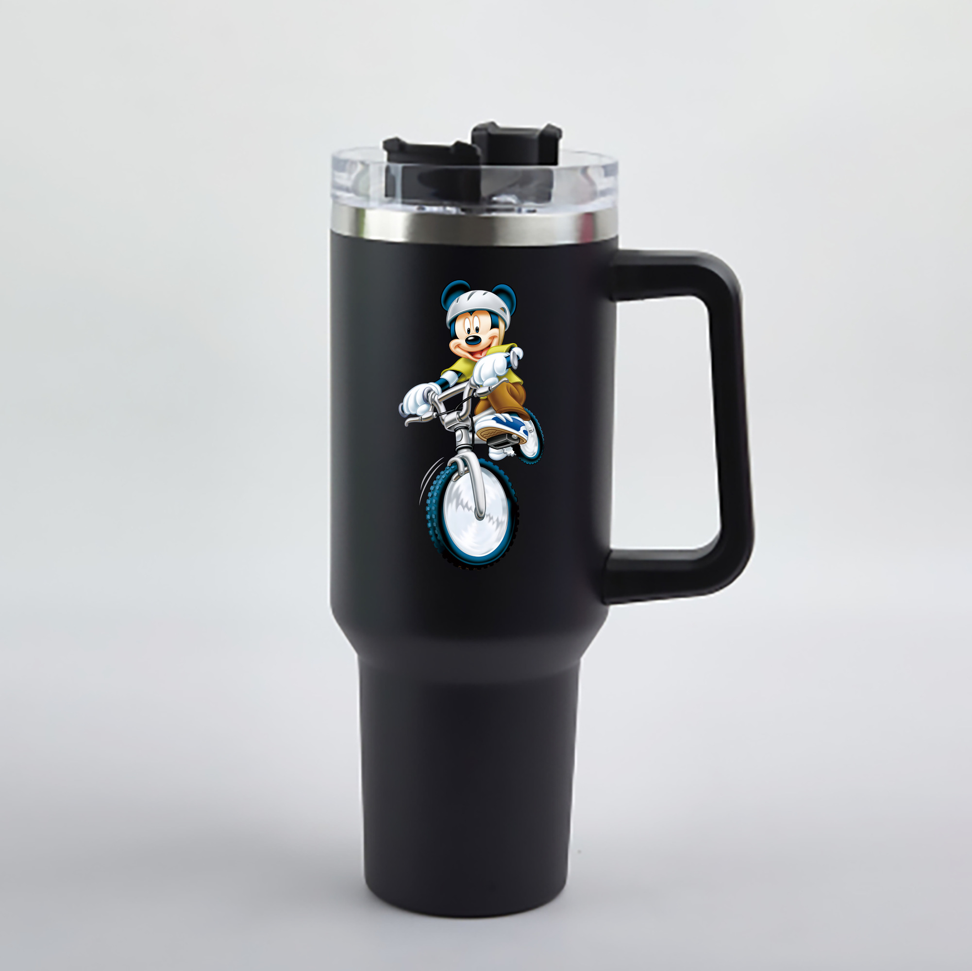 （画像用） ミッキーマウス Mickey Mouse 1200mL車用タンブラー - クリスタルステッカー（プラスチックストロー付き）