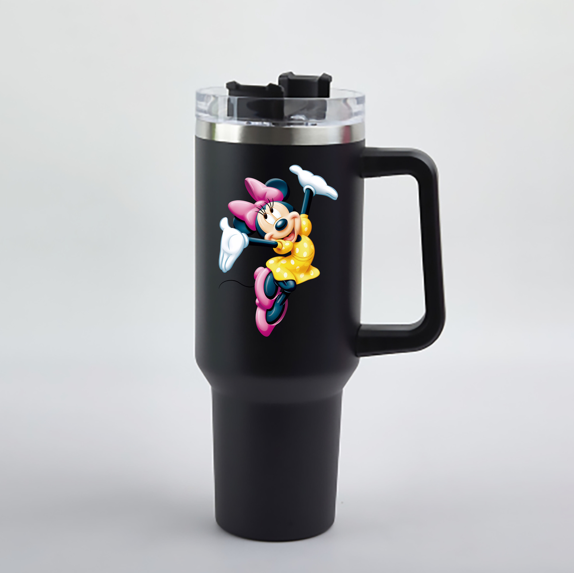 （画像用） ミッキーマウス Mickey Mouse 1200mL車用タンブラー - クリスタルステッカー（プラスチックストロー付き）