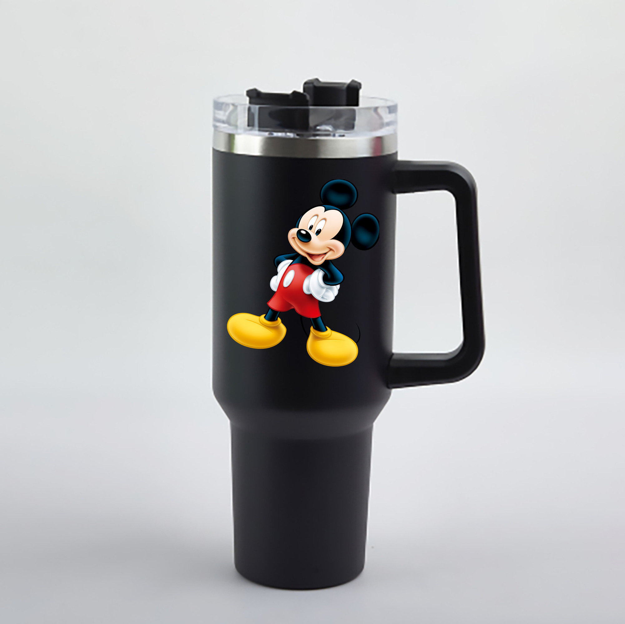 （画像用） ミッキーマウス Mickey Mouse 1200mL車用タンブラー - クリスタルステッカー（プラスチックストロー付き）
