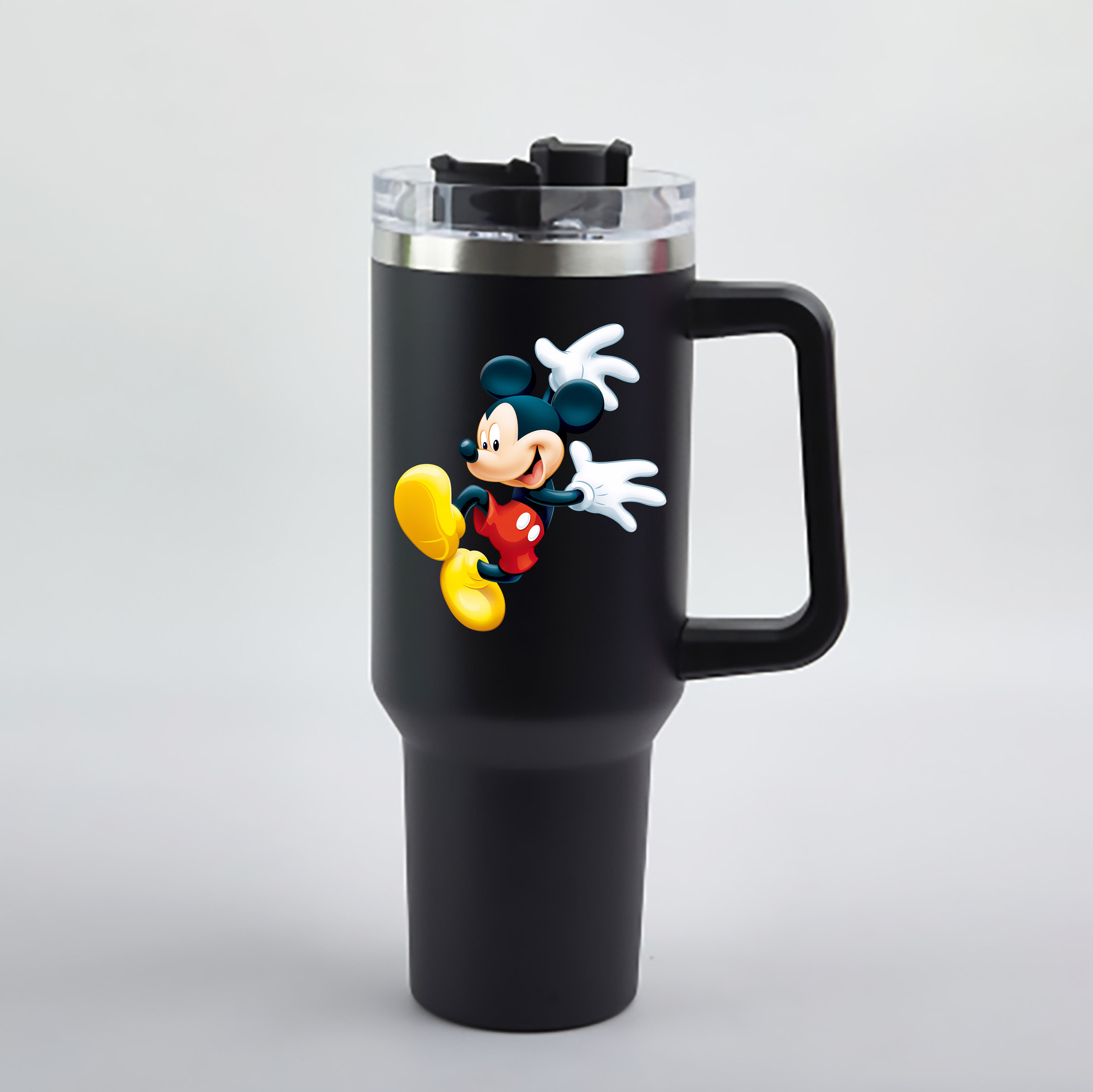 （画像用） ミッキーマウス Mickey Mouse 1200mL車用タンブラー - クリスタルステッカー（プラスチックストロー付き）