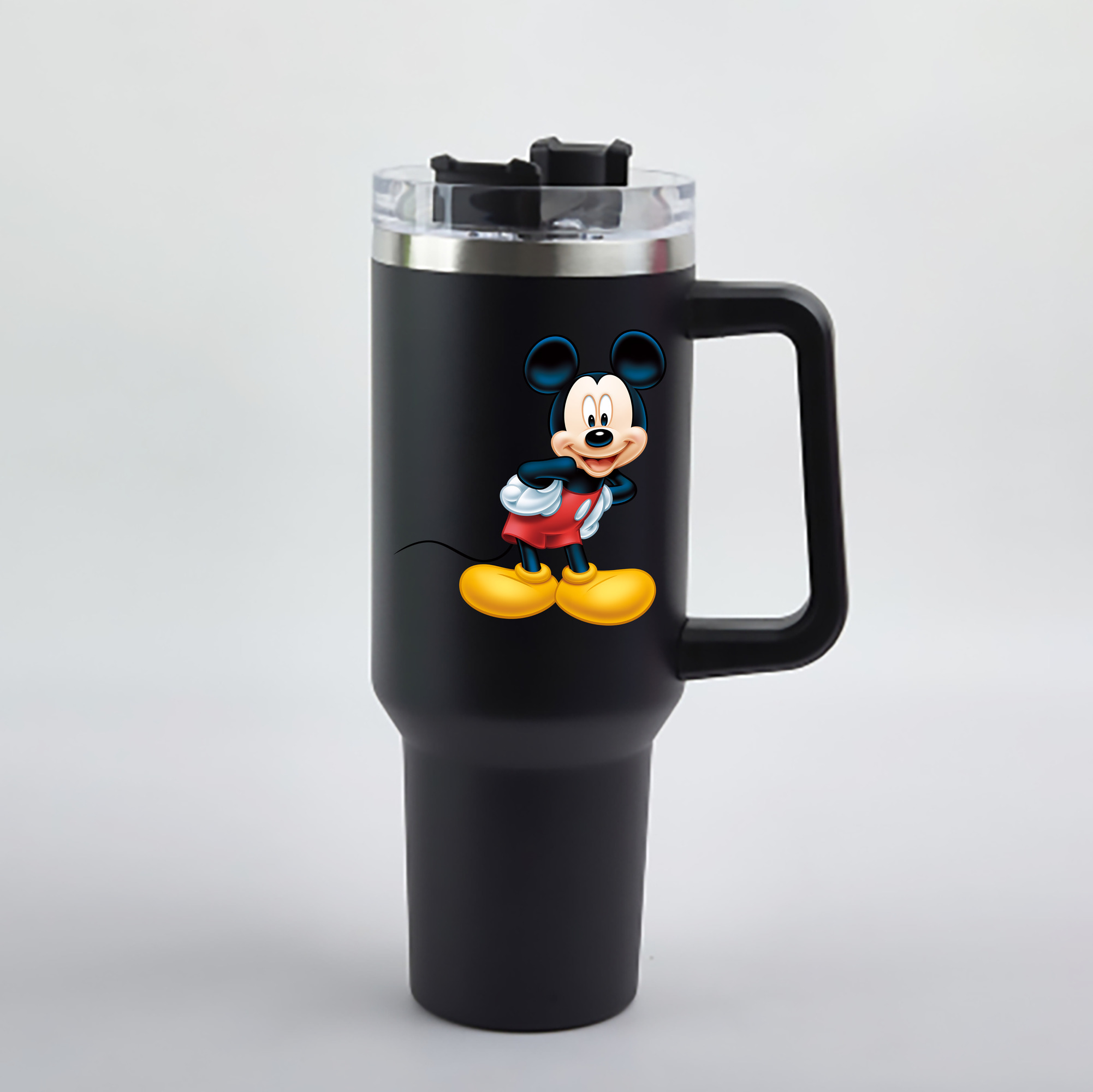 （画像用） ミッキーマウス Mickey Mouse 1200mL車用タンブラー - クリスタルステッカー（プラスチックストロー付き）