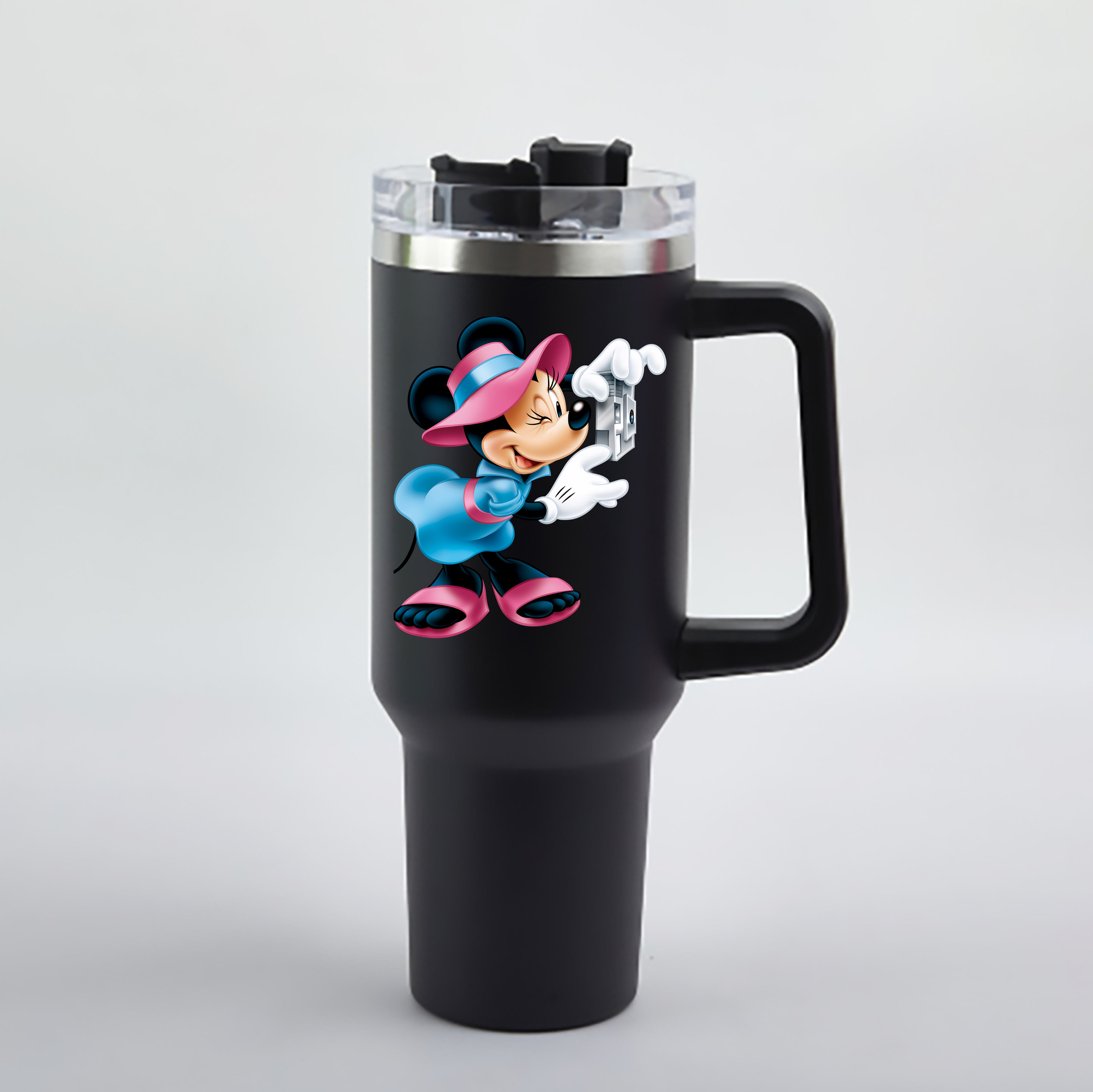 （画像用） ミッキーマウス Mickey Mouse 1200mL車用タンブラー - クリスタルステッカー（プラスチックストロー付き）
