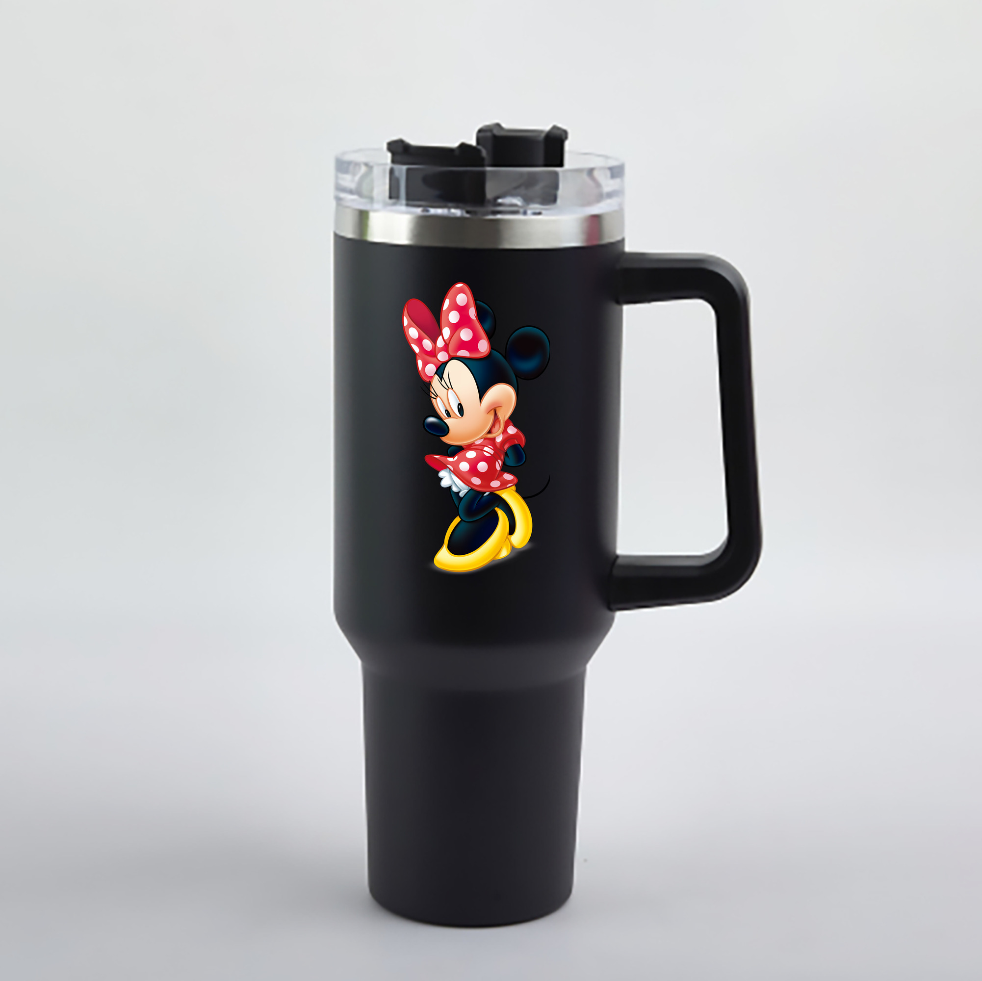 （画像用） ミッキーマウス Mickey Mouse 1200mL車用タンブラー - クリスタルステッカー（プラスチックストロー付き）