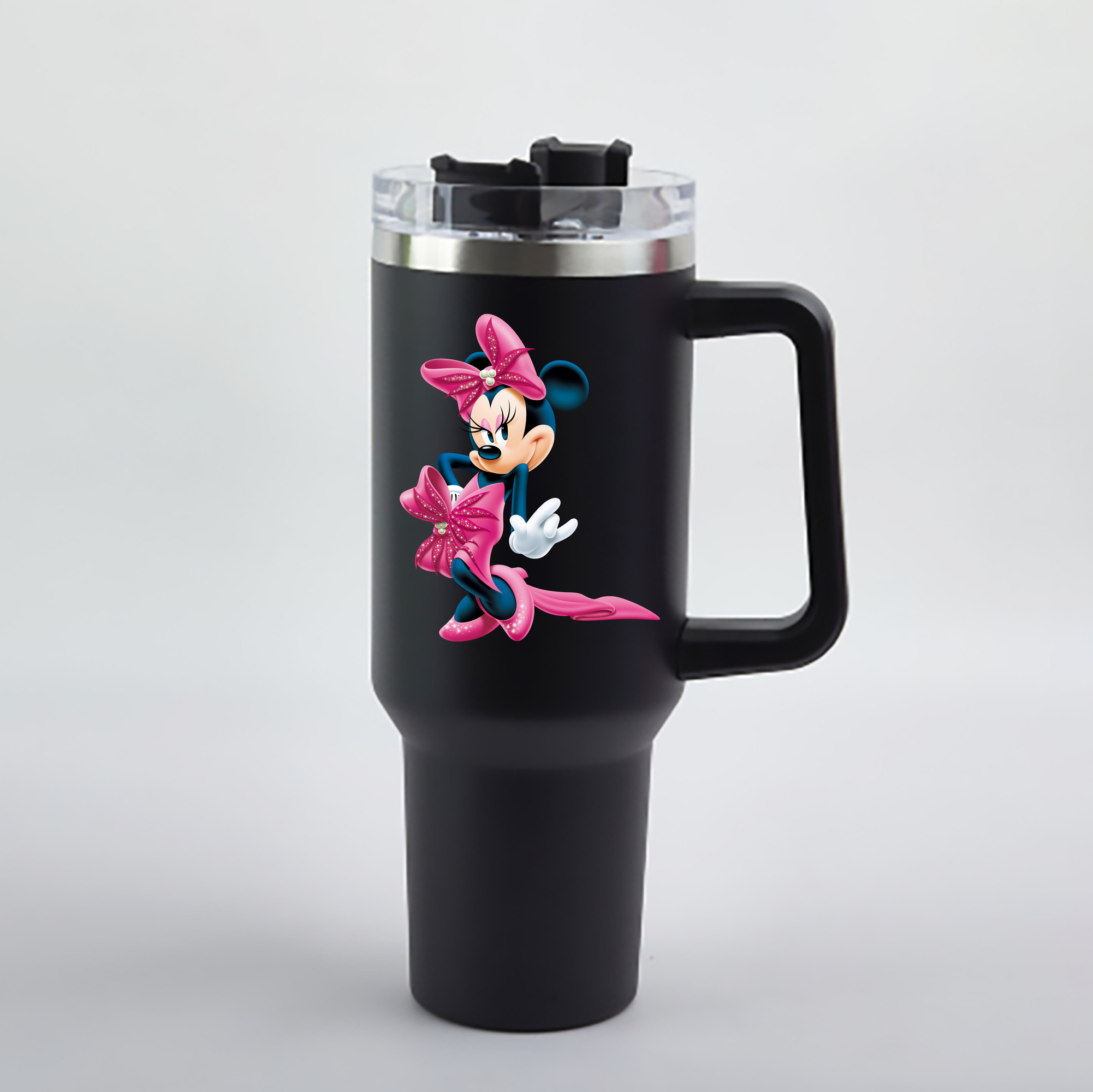 （画像用） ミッキーマウス Mickey Mouse 1200mL車用タンブラー - クリスタルステッカー（プラスチックストロー付き）