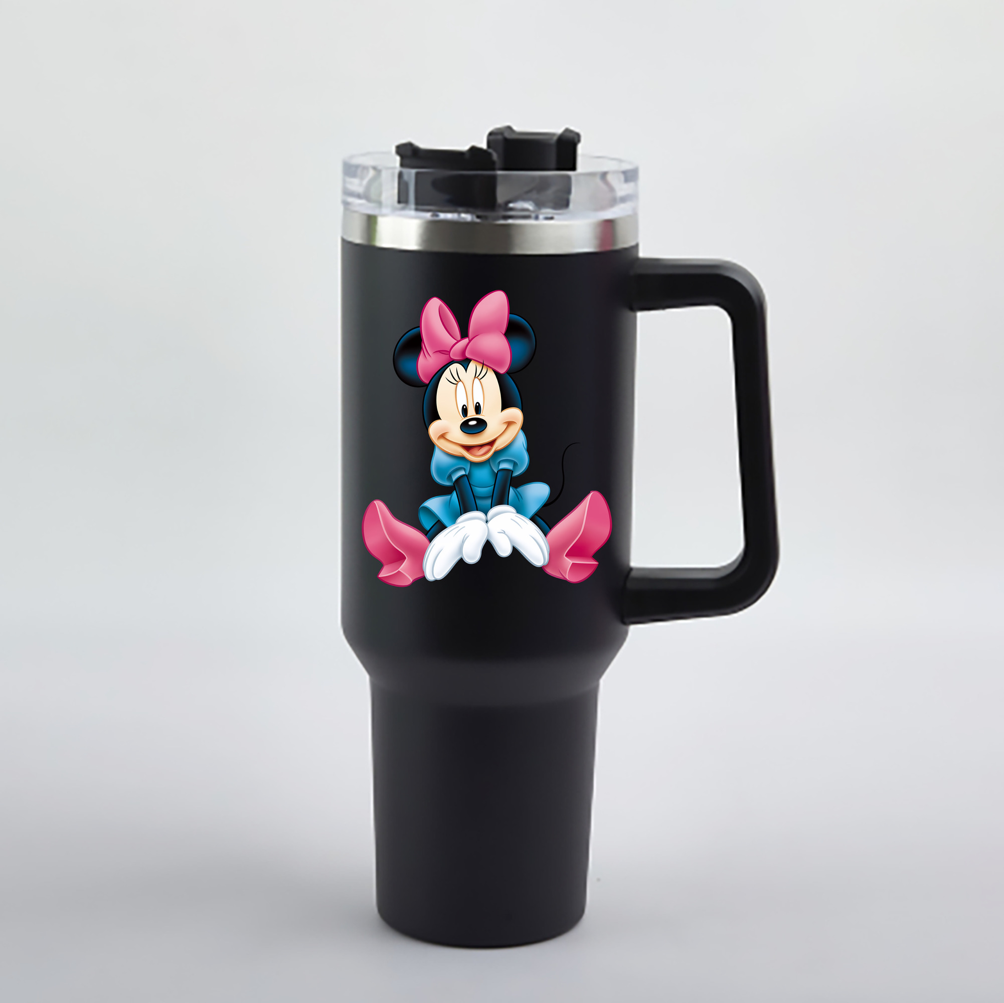 （画像用） ミッキーマウス Mickey Mouse 1200mL車用タンブラー - クリスタルステッカー（プラスチックストロー付き）