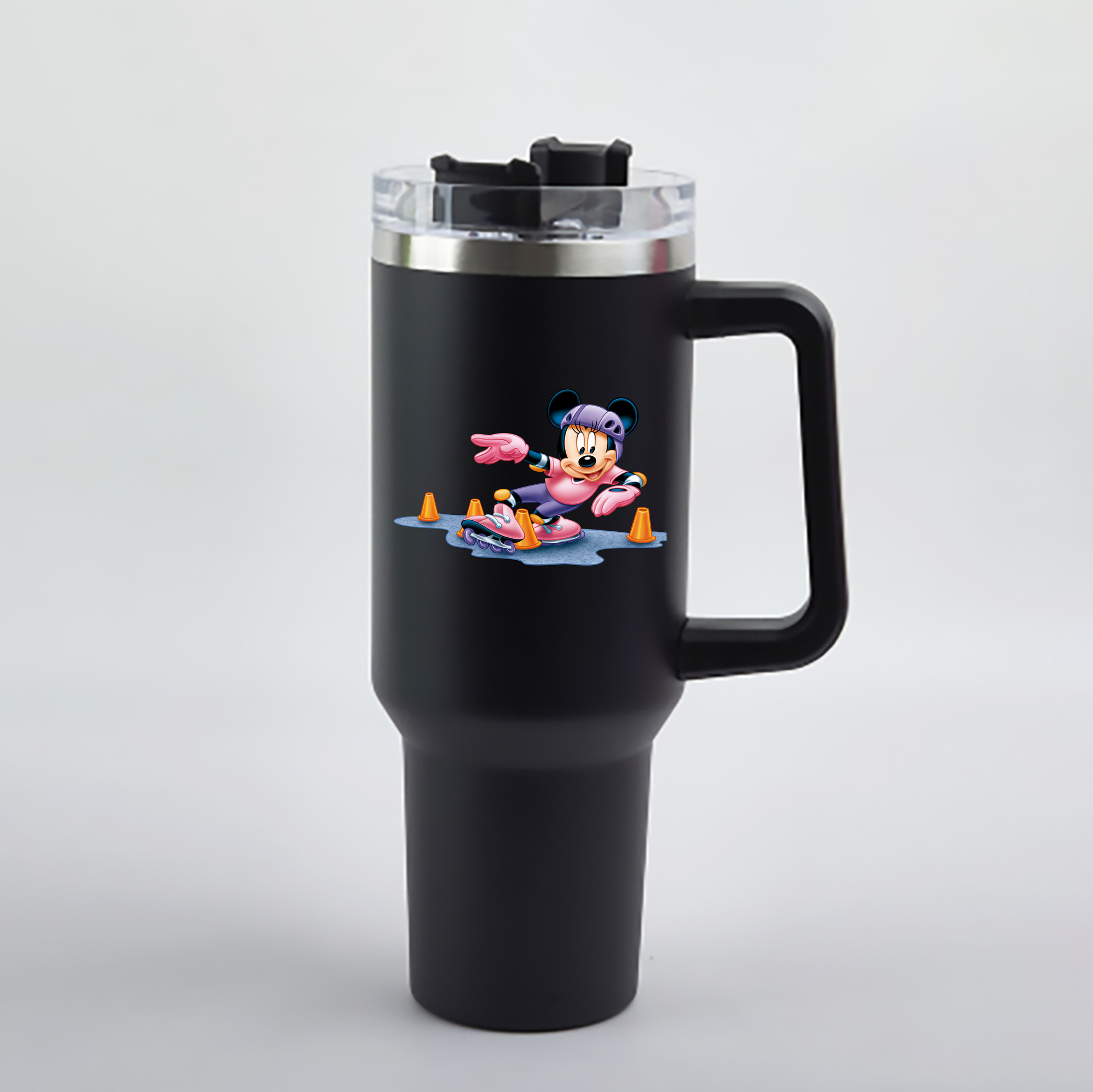 （画像用） ミッキーマウス Mickey Mouse 1200mL車用タンブラー - クリスタルステッカー（プラスチックストロー付き）