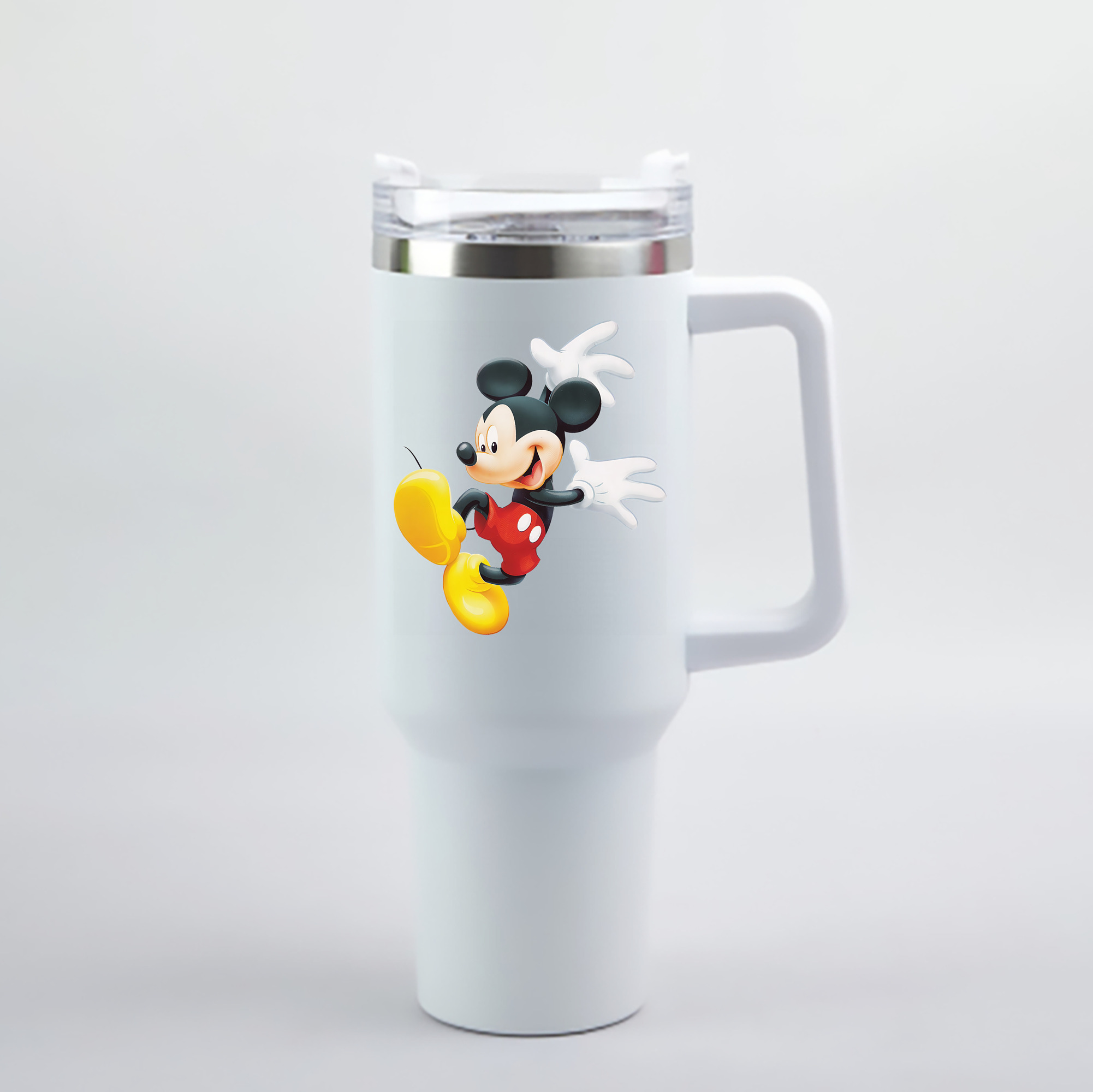 （画像用） ミッキーマウス Mickey Mouse 1200mL車用タンブラー - クリスタルステッカー（プラスチックストロー付き）
