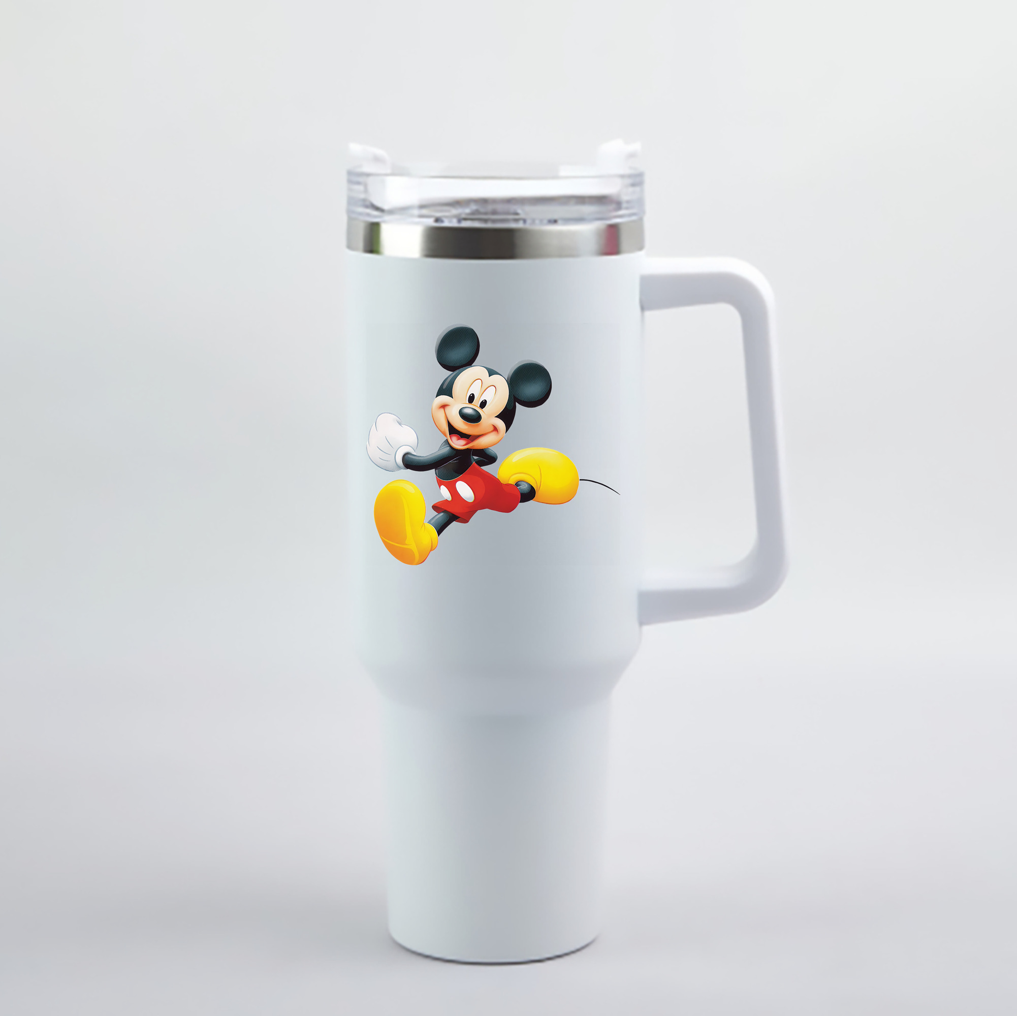 （画像用） ミッキーマウス Mickey Mouse 1200mL車用タンブラー - クリスタルステッカー（プラスチックストロー付き）