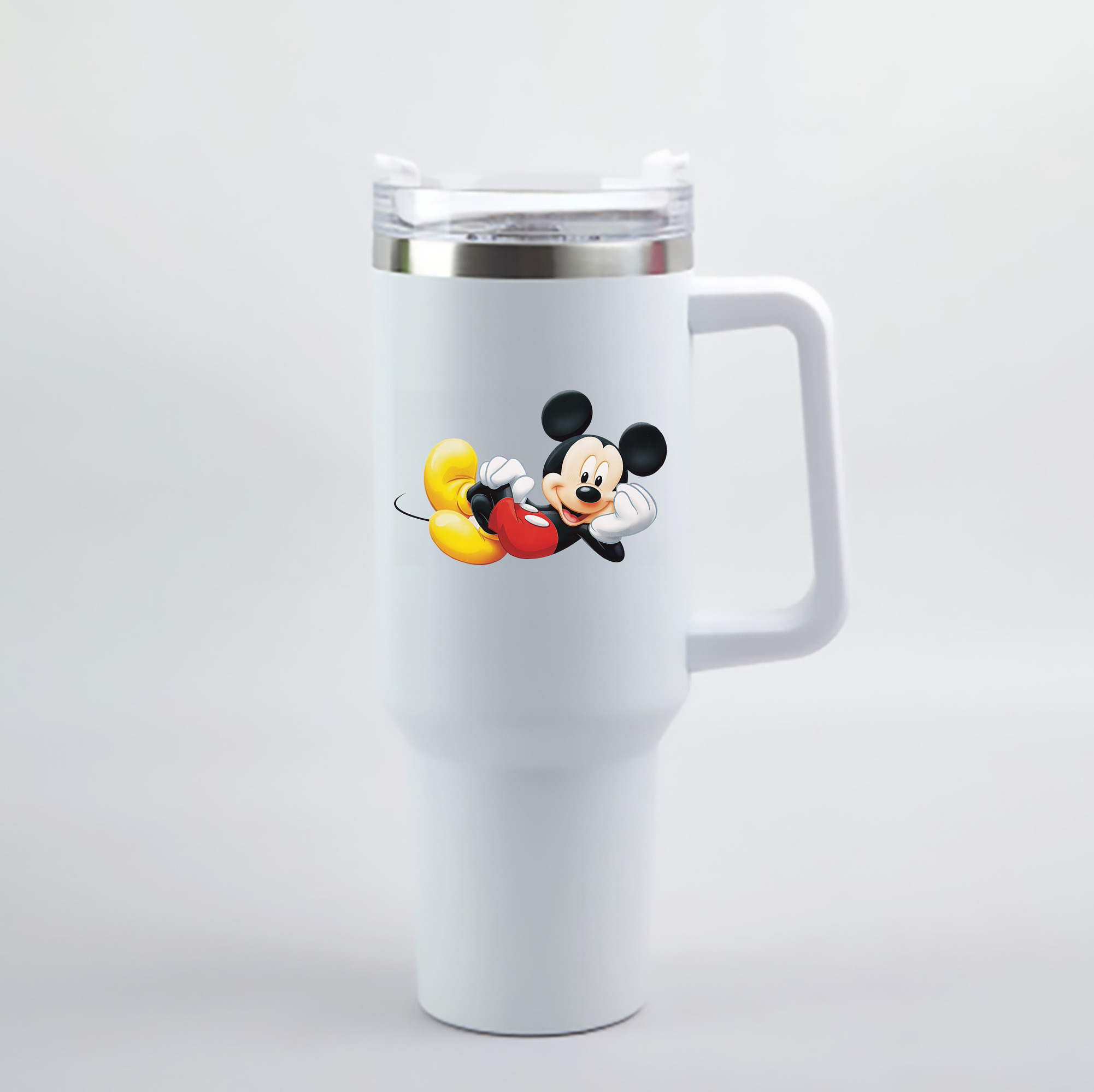 （画像用） ミッキーマウス Mickey Mouse 1200mL車用タンブラー - クリスタルステッカー（プラスチックストロー付き）