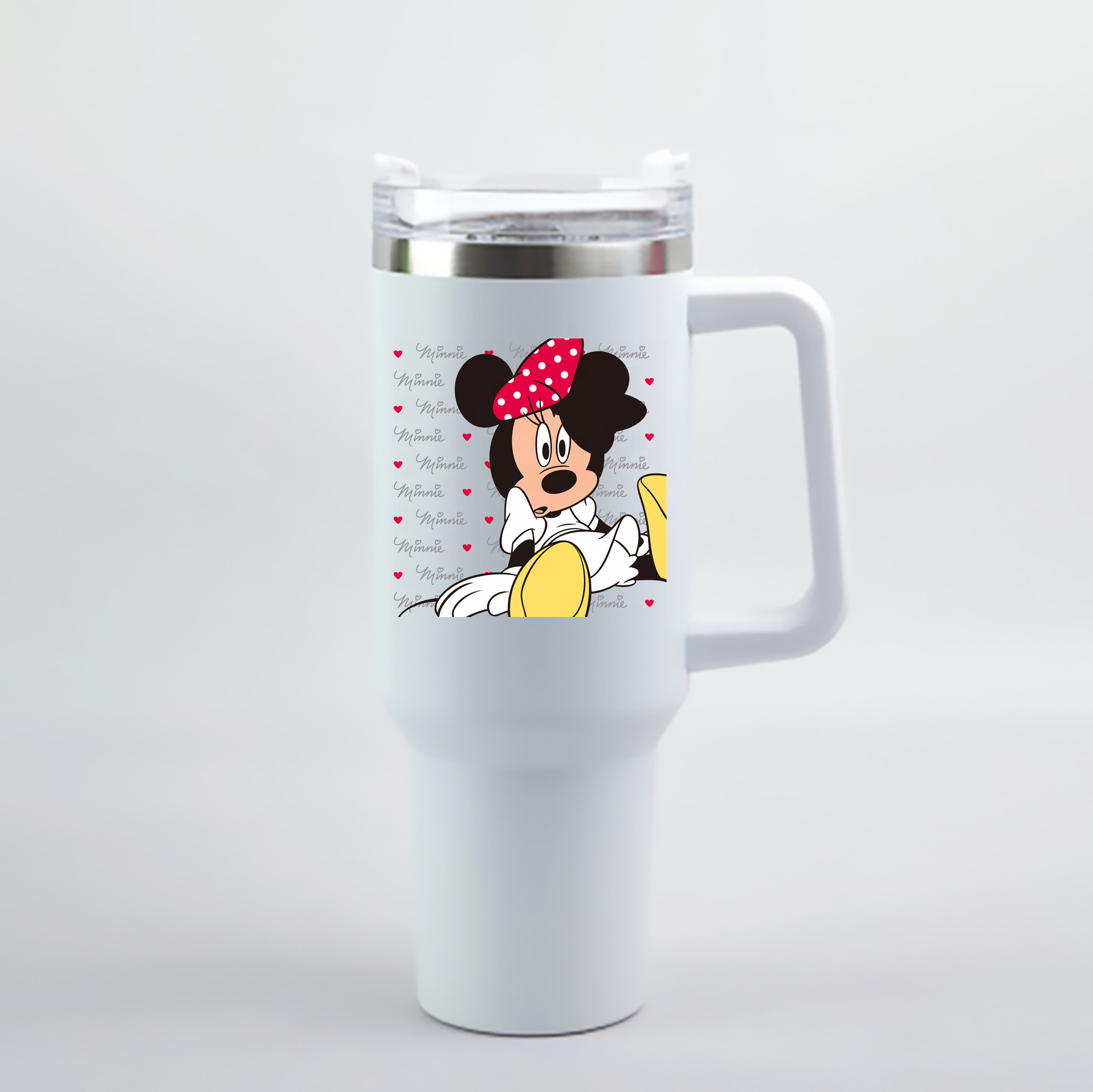 （画像用） ミッキーマウス Mickey Mouse 1200mL車用タンブラー - クリスタルステッカー（プラスチックストロー付き）
