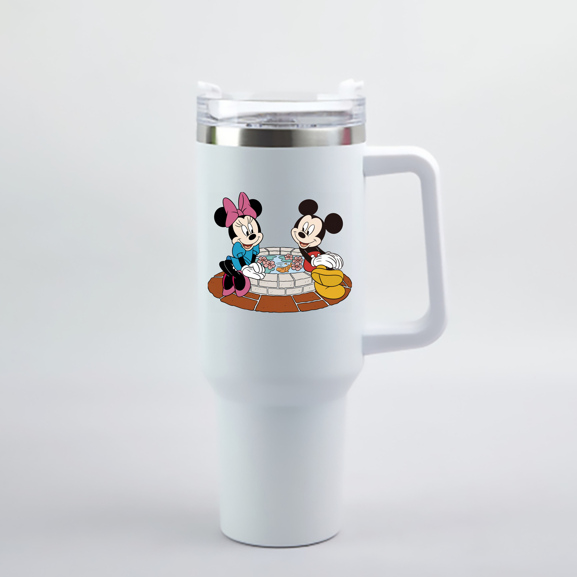 （画像用） ミッキーマウス Mickey Mouse 1200mL車用タンブラー - クリスタルステッカー（プラスチックストロー付き）