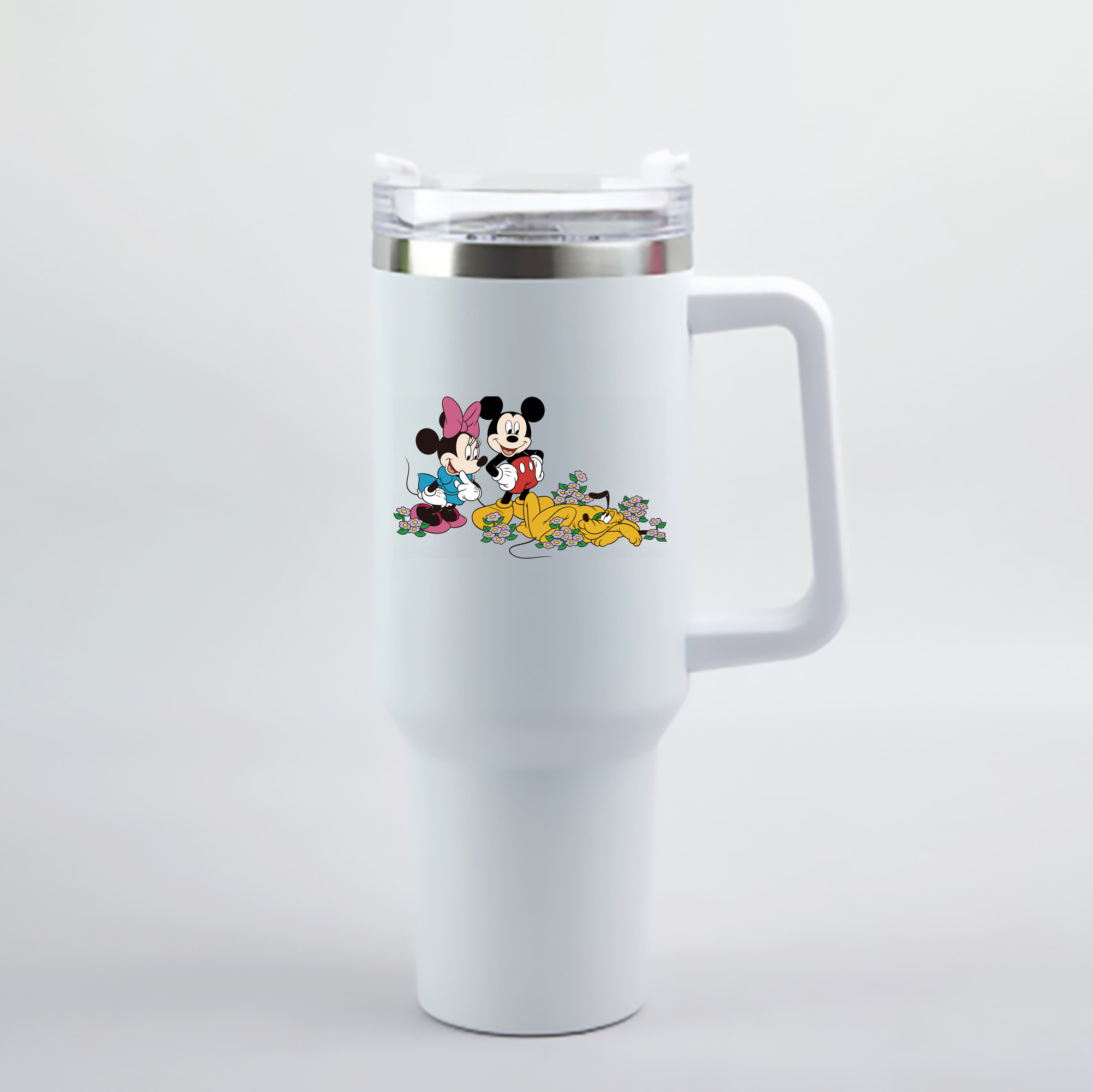 （画像用） ミッキーマウス Mickey Mouse 1200mL車用タンブラー - クリスタルステッカー（プラスチックストロー付き）