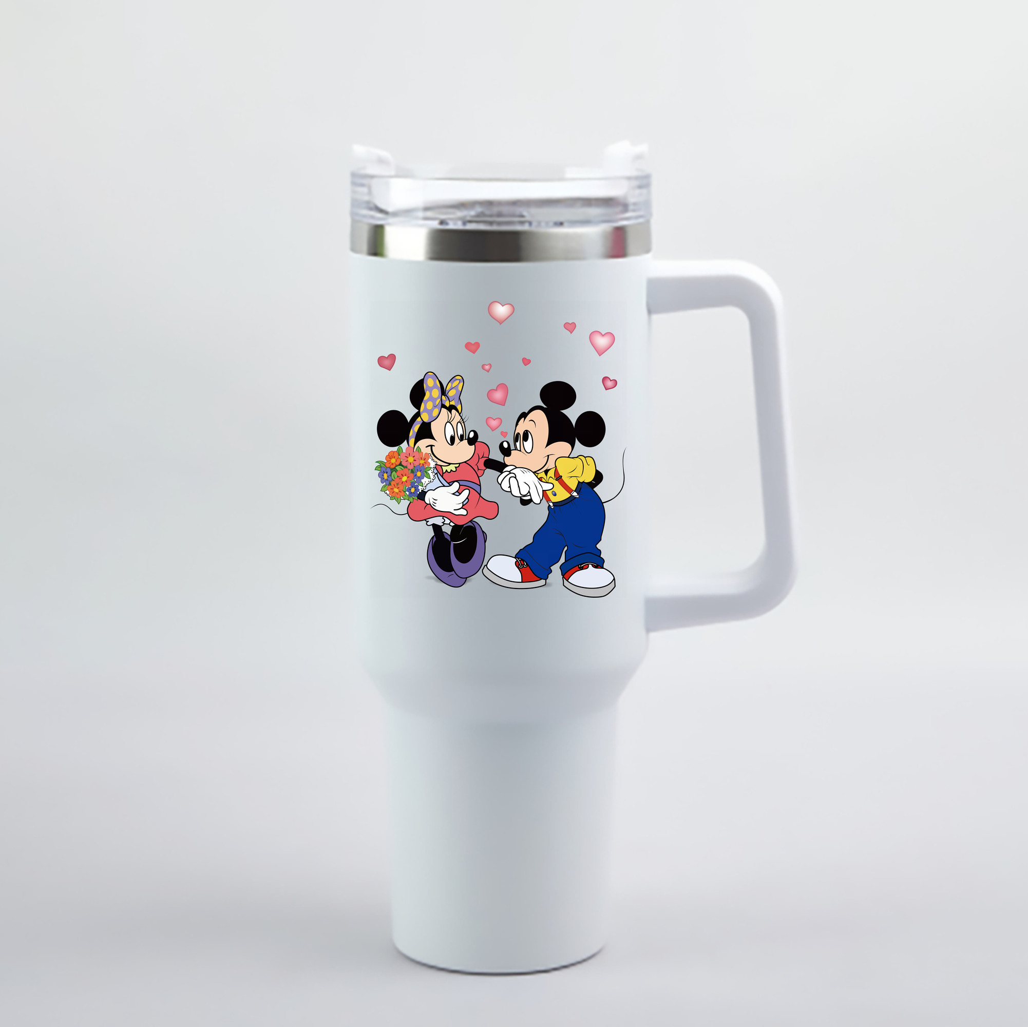 （画像用） ミッキーマウス Mickey Mouse 1200mL車用タンブラー - クリスタルステッカー（プラスチックストロー付き）