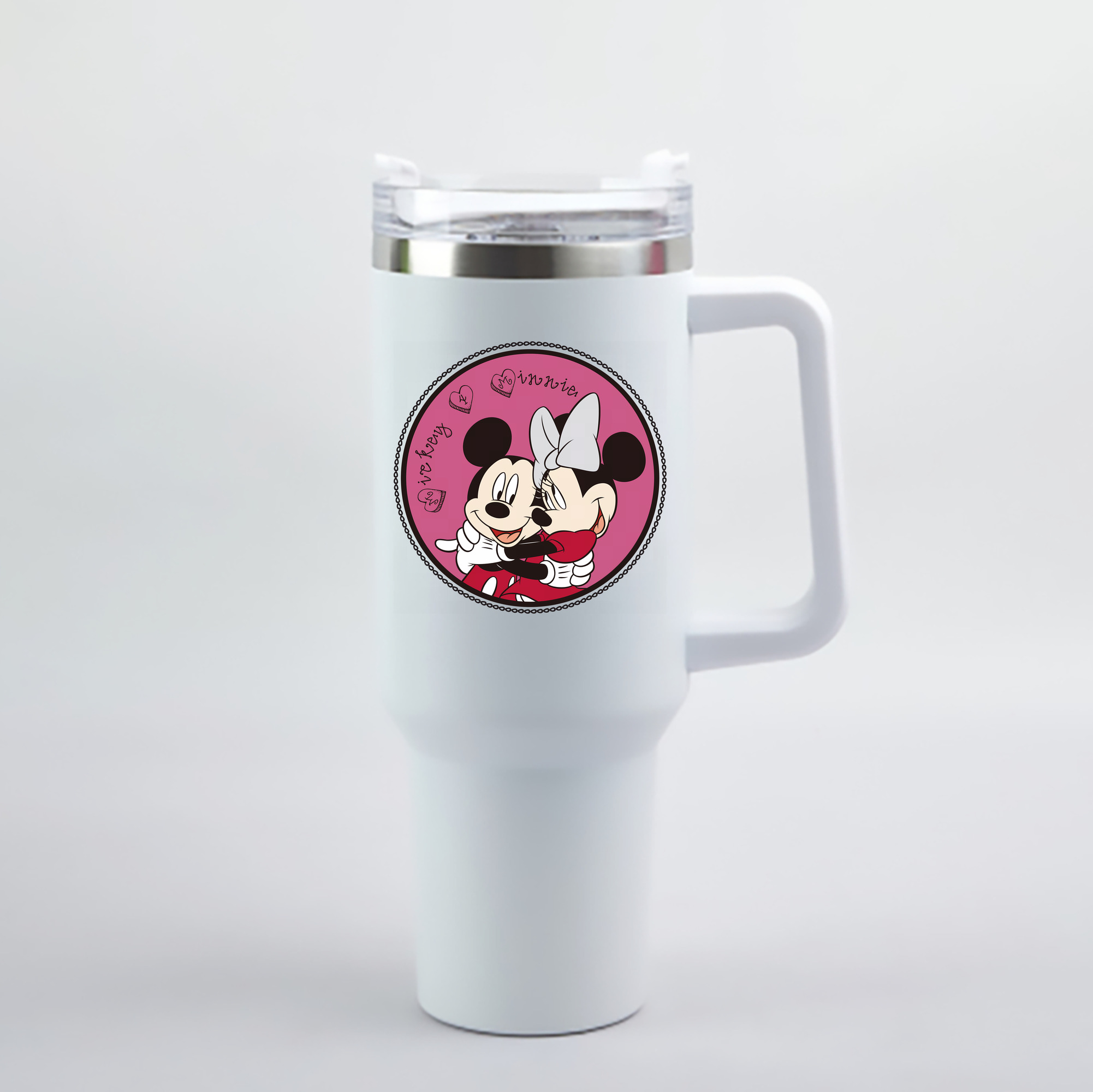 （画像用） ミッキーマウス Mickey Mouse 1200mL車用タンブラー - クリスタルステッカー（プラスチックストロー付き）