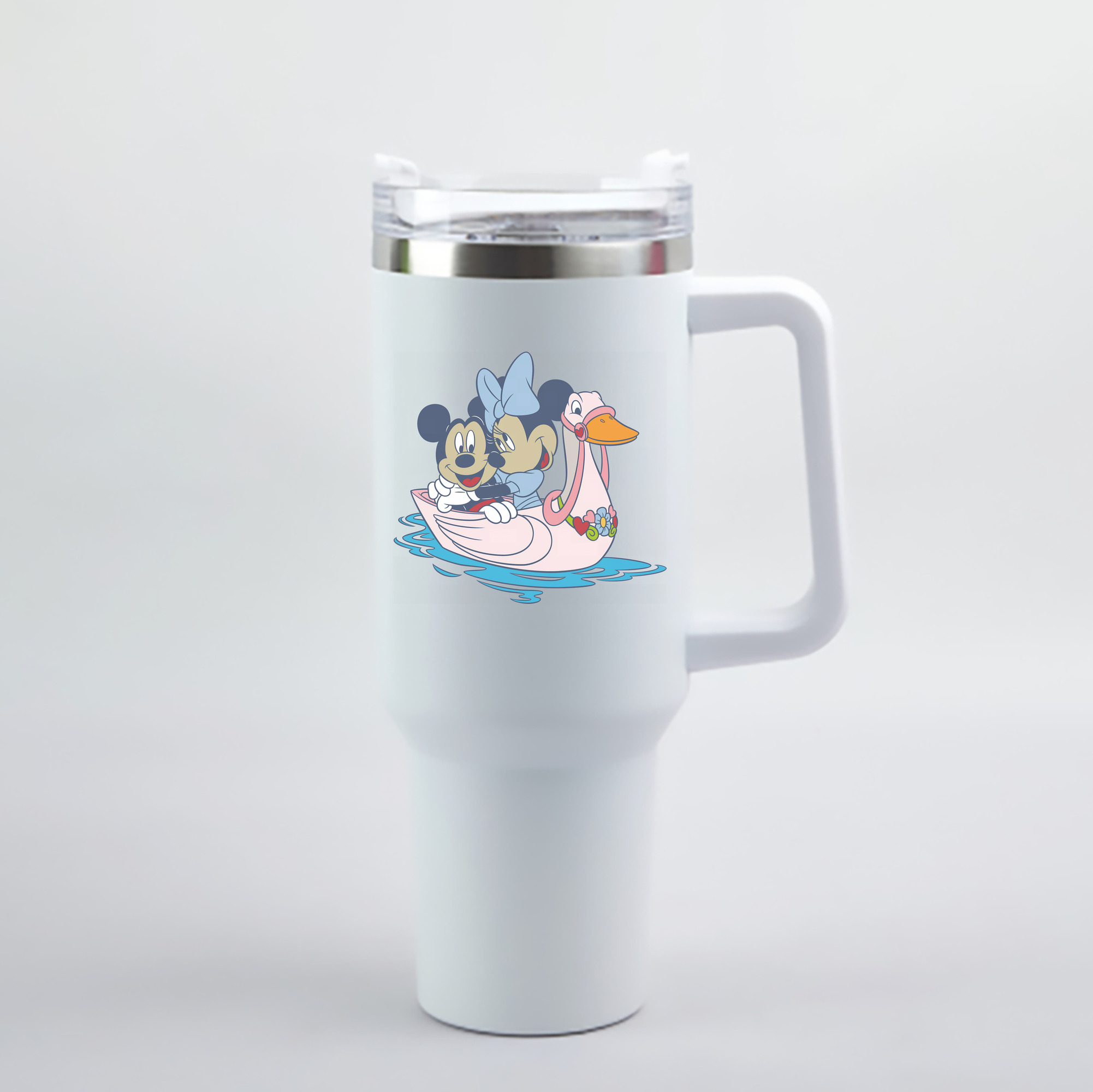 （画像用） ミッキーマウス Mickey Mouse 1200mL車用タンブラー - クリスタルステッカー（プラスチックストロー付き）