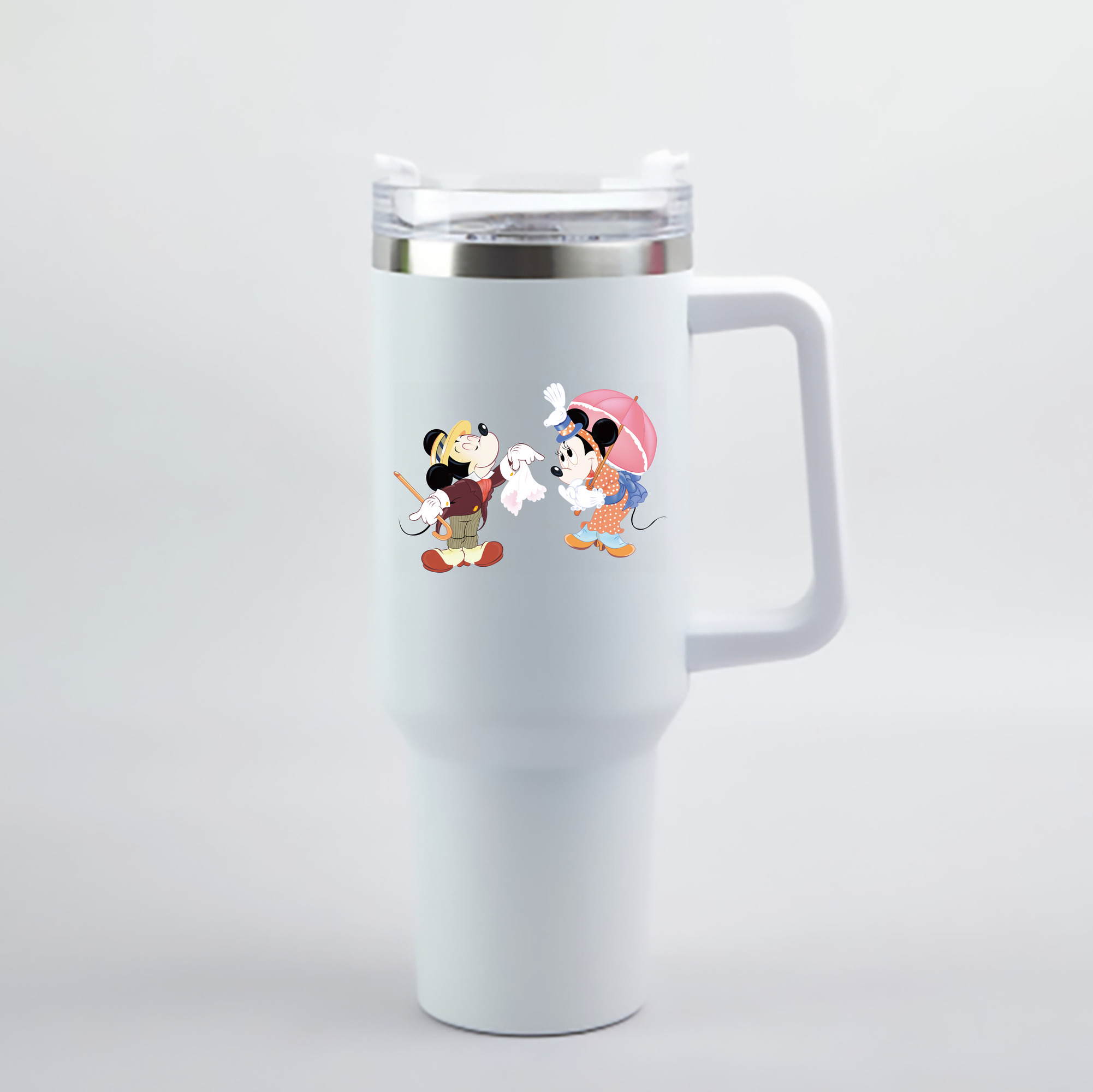 （画像用） ミッキーマウス Mickey Mouse 1200mL車用タンブラー - クリスタルステッカー（プラスチックストロー付き）