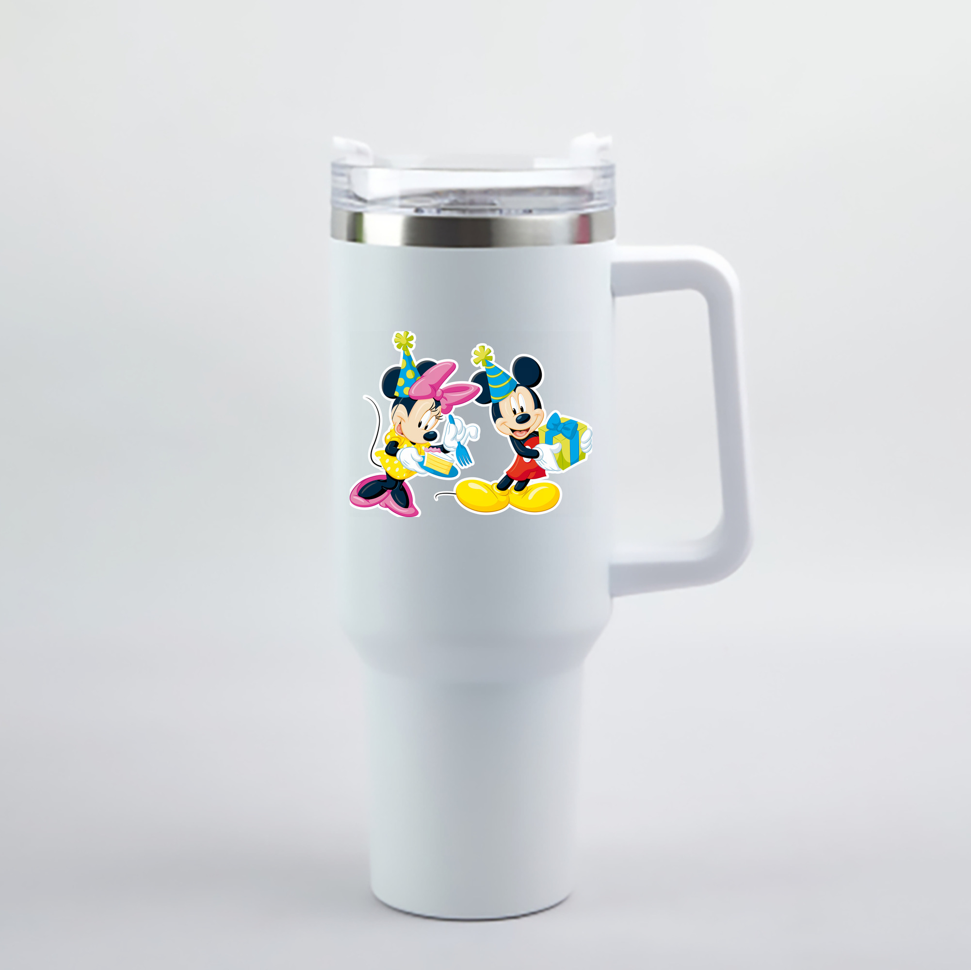（画像用） ミッキーマウス Mickey Mouse 1200mL車用タンブラー - クリスタルステッカー（プラスチックストロー付き）